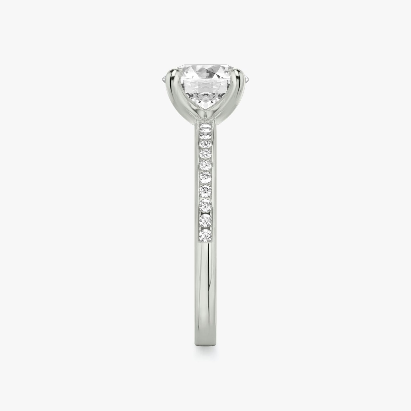 The Devotion | Round Brilliant | 18k | 18k White Gold | Band: Pavé | Band stone shape: Round Brilliant | Band: Original | Carat weight: See full inventory | Diamond orientation: vertical