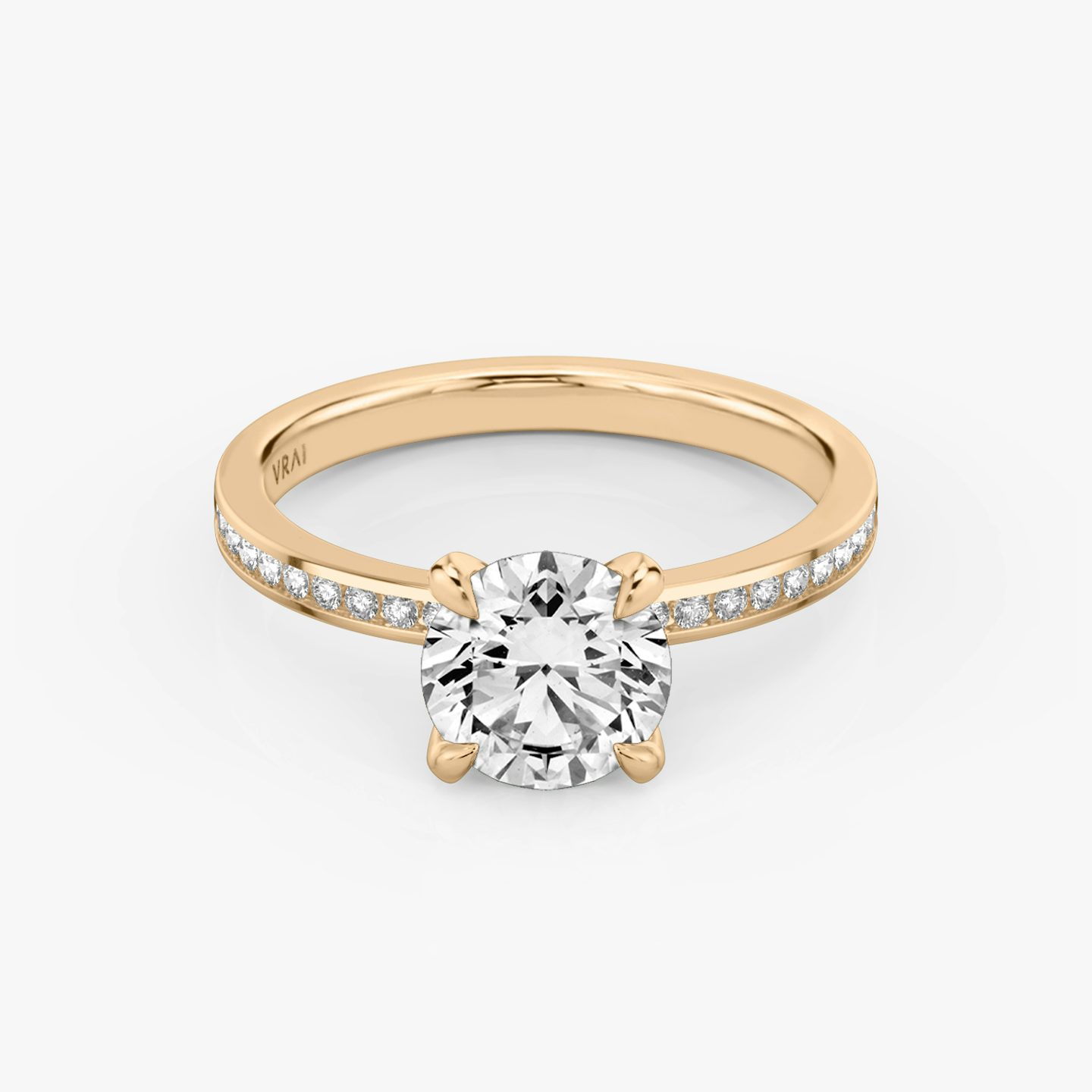 The Devotion | Round Brilliant | 14k | 14k Rose Gold | Carat weight: See full inventory | Band stone shape: Round Brilliant | Band: Original | Diamond orientation: vertical