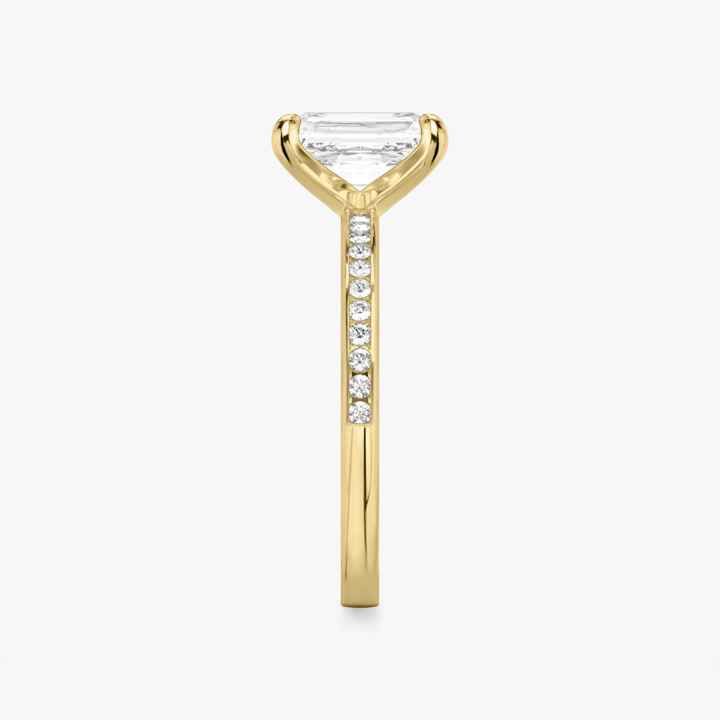 The Devotion | Radiant | 18k | 18k Yellow Gold | Band stone shape: Round Brilliant | Band: Original | Diamond orientation: vertical | Carat weight: See full inventory