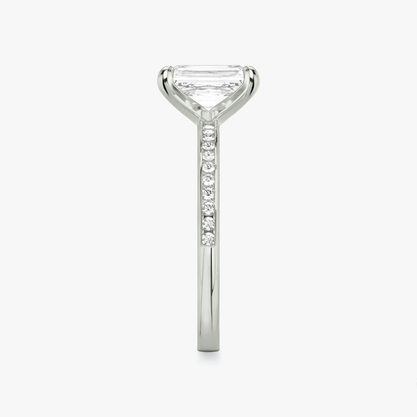 The Devotion | Radiant | 18k | 18k White Gold | Band: Pavé | Band stone shape: Round Brilliant | Band: Original | Diamond orientation: vertical | Carat weight: See full inventory