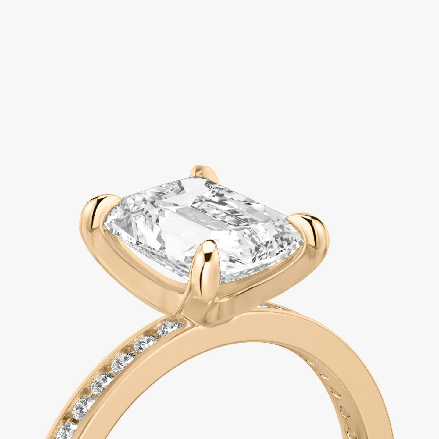 The Devotion | Radiant | 14k | 14k Rose Gold | Band: Pavé | Band stone shape: Round Brilliant | Band: Original | Diamond orientation: vertical | Carat weight: See full inventory