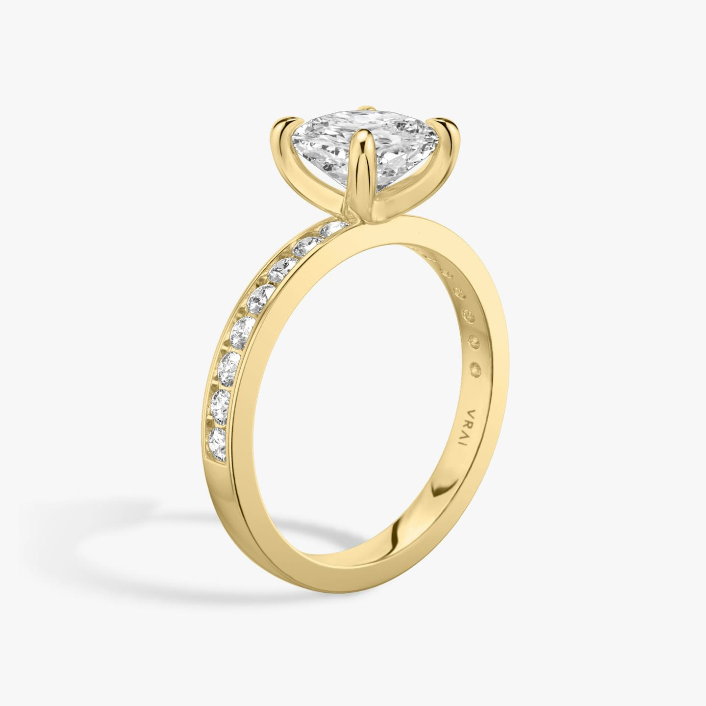 The Devotion | Pavé Cushion | 18k | 18k Yellow Gold | Band stone shape: Round Brilliant | Band: Large | Diamond orientation: vertical | Carat weight: See full inventory