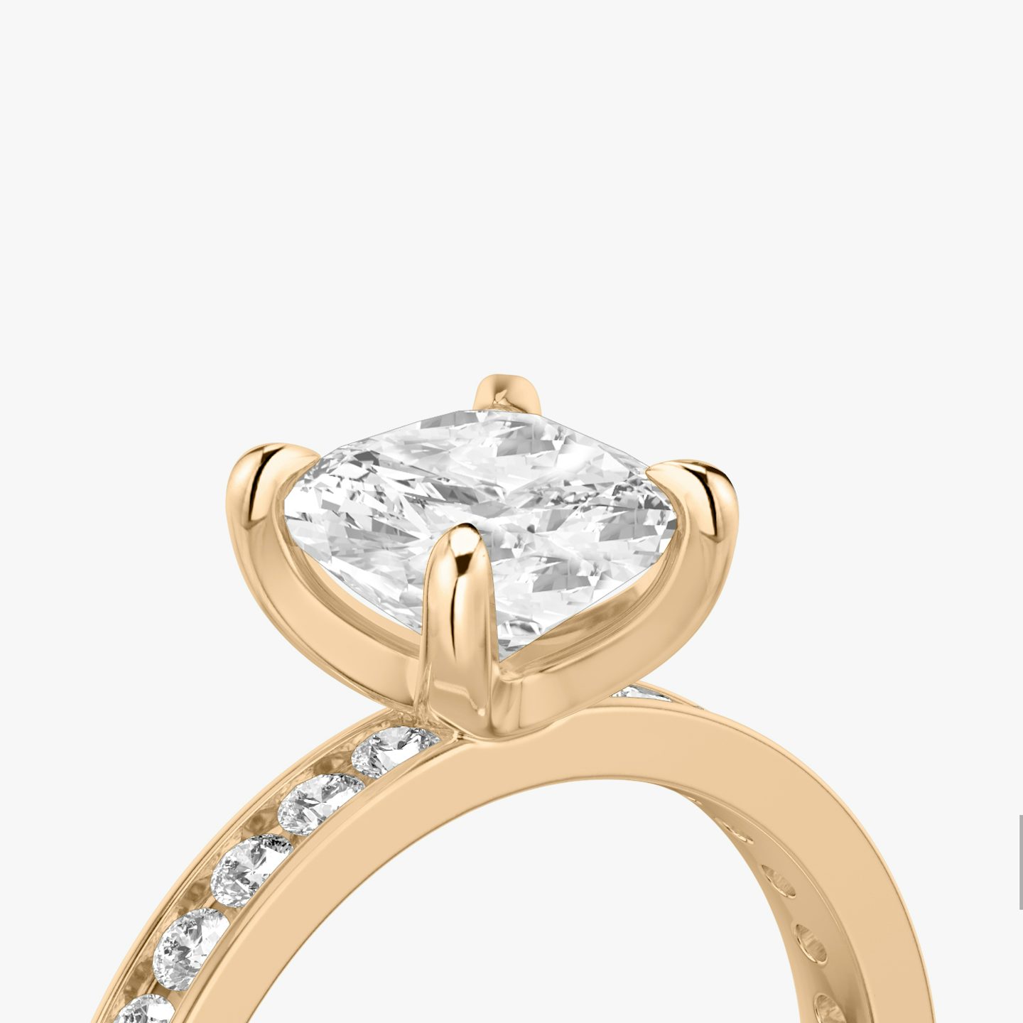 The Devotion | Pavé Cushion | 14k | 14k Rose Gold | Band: Pavé | Band stone shape: Round Brilliant | Band: Large | Diamond orientation: vertical | Carat weight: See full inventory
