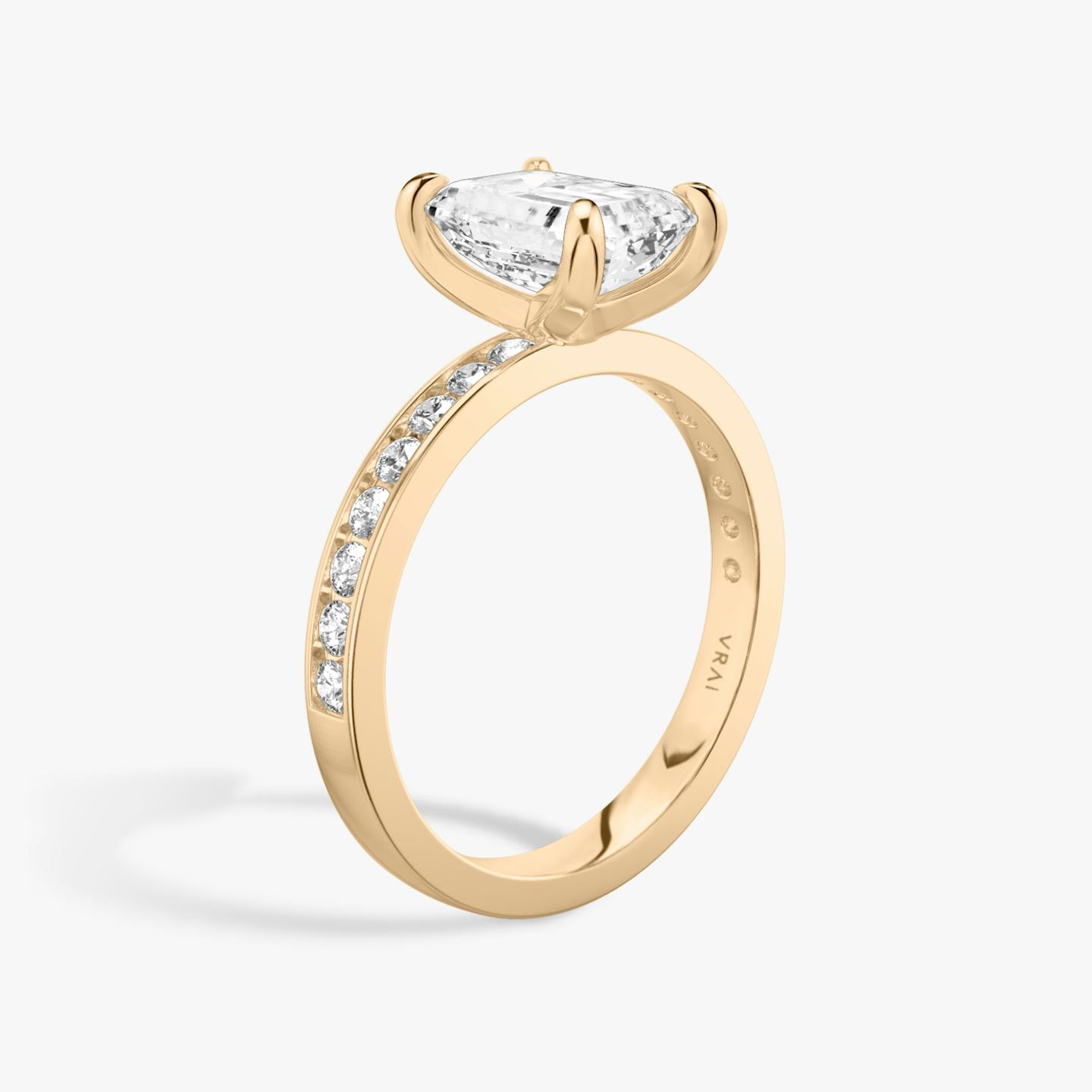 The Devotion | Emerald | 14k | 14k Rose Gold | Band stone shape: Round Brilliant | Band: Large | Diamond orientation: vertical | Carat weight: See full inventory