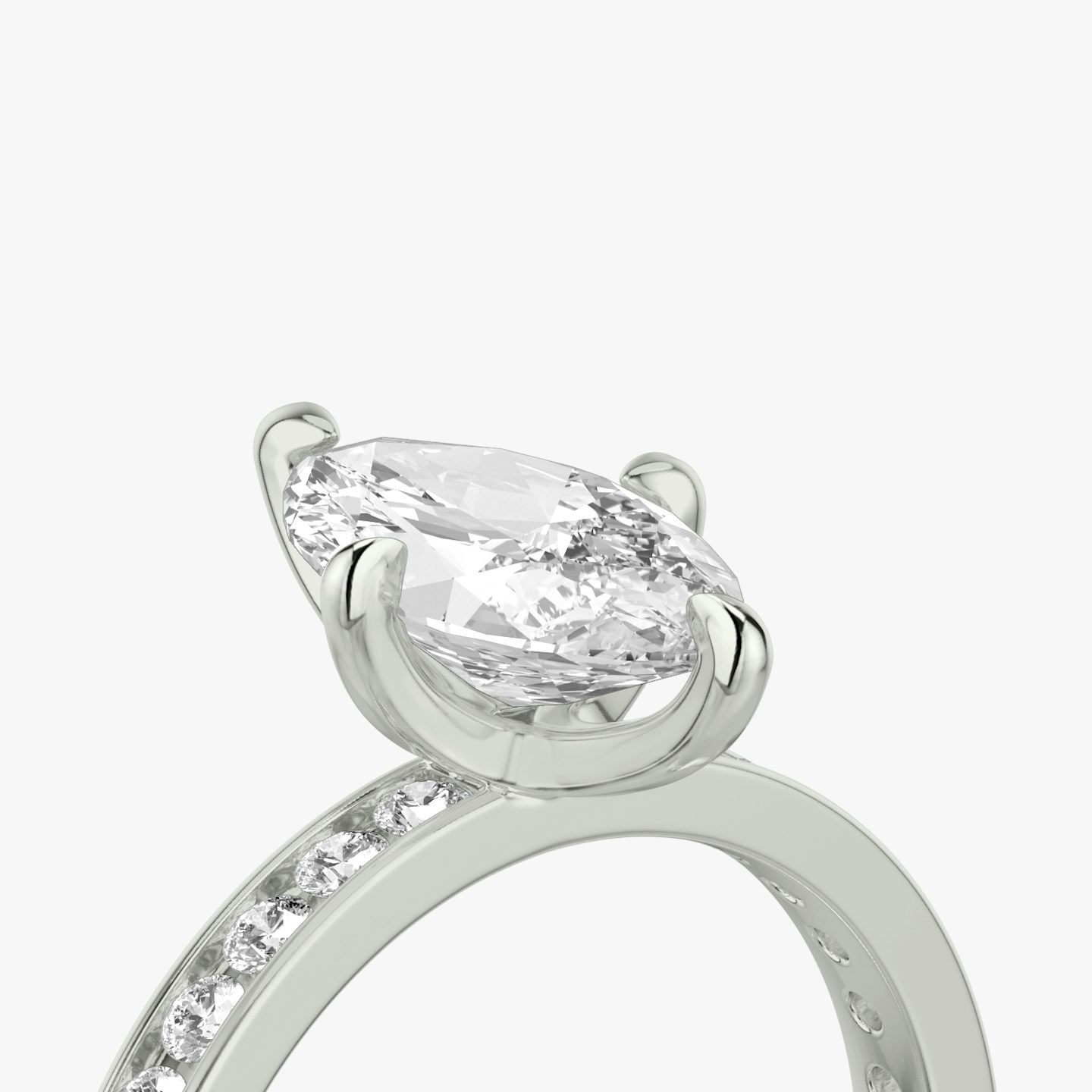 The Devotion | Pavé Marquise | 18k | 18k White Gold | Band: Pavé | Band stone shape: Round Brilliant | Band: Large | Diamond orientation: vertical | Carat weight: See full inventory
