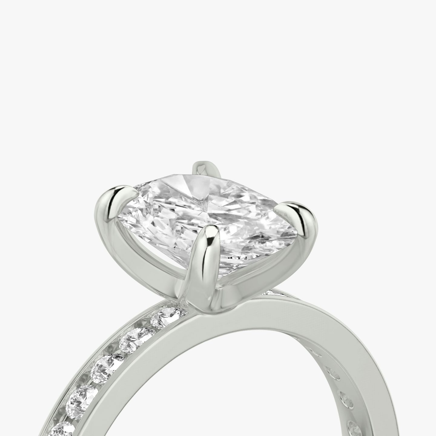 The Devotion | Oval | 18k | 18k White Gold | Band: Pavé | Band stone shape: Round Brilliant | Band: Large | Diamond orientation: vertical | Carat weight: See full inventory