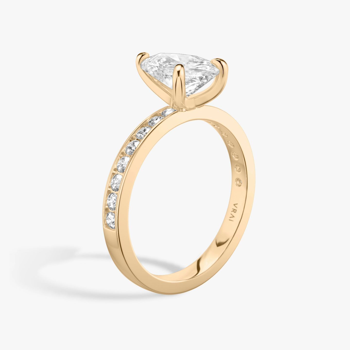 The Devotion | Pear | 14k | 14k Rose Gold | Band stone shape: Round Brilliant | Band: Large | Diamond orientation: vertical | Carat weight: See full inventory
