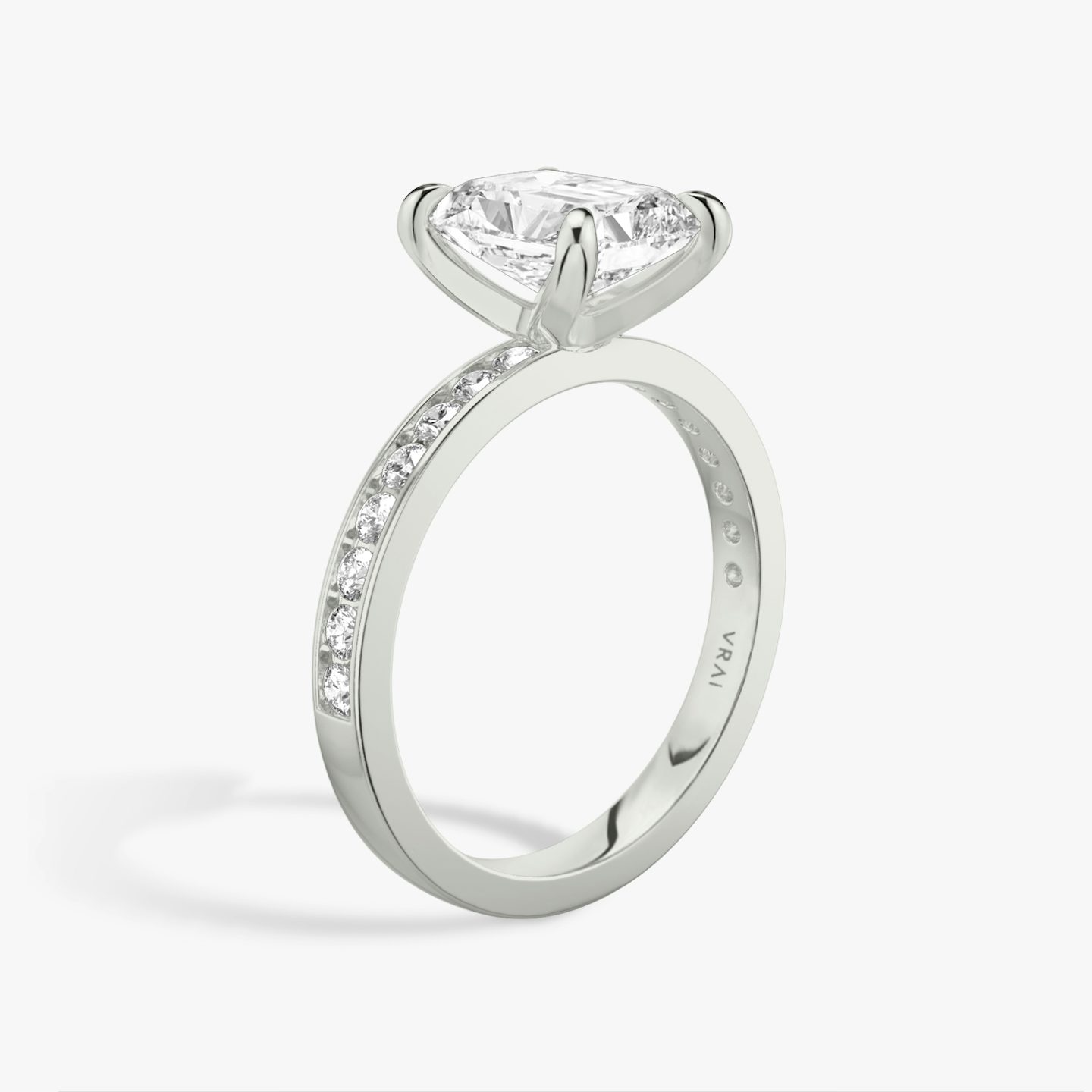 The Devotion | Radiant | 18k | 18k White Gold | Band: Pavé | Band stone shape: Round Brilliant | Band: Large | Diamond orientation: vertical | Carat weight: See full inventory