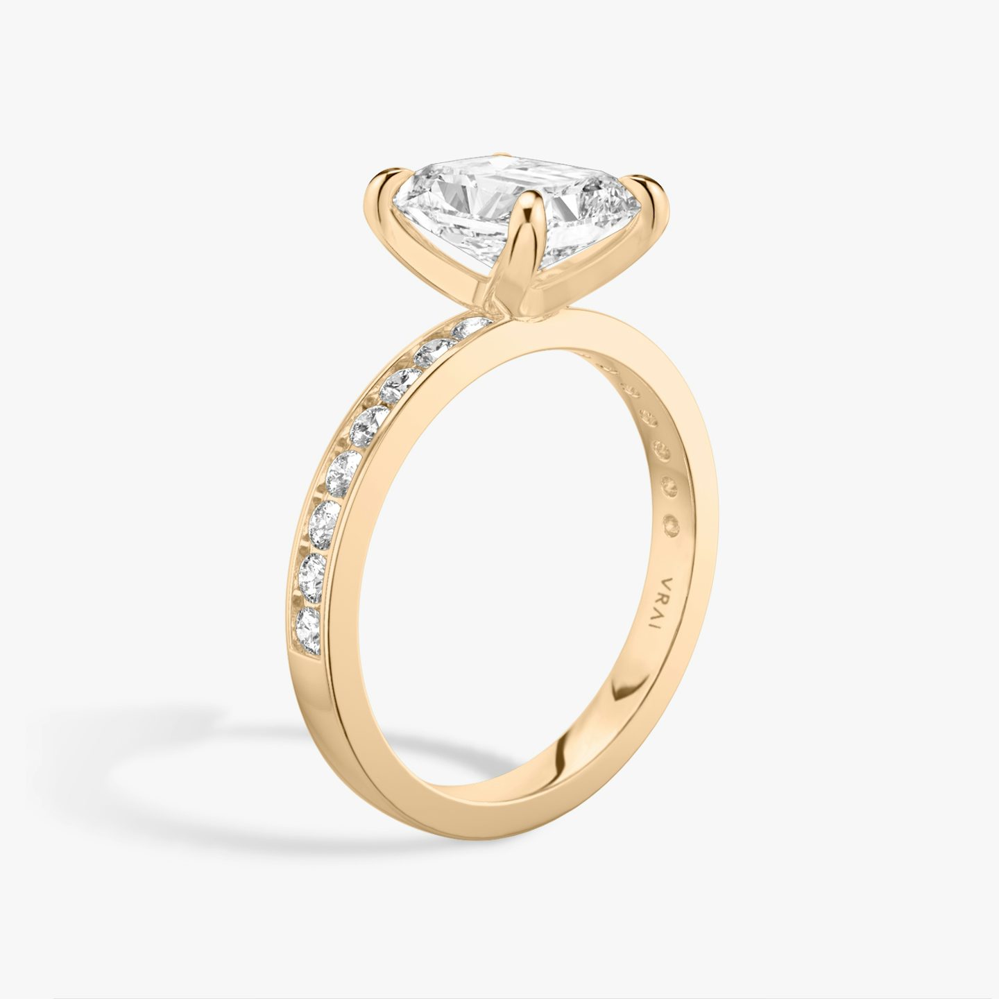 The Devotion | Radiant | 14k | 14k Rose Gold | Band: Pavé | Band stone shape: Round Brilliant | Band: Large | Diamond orientation: vertical | Carat weight: See full inventory