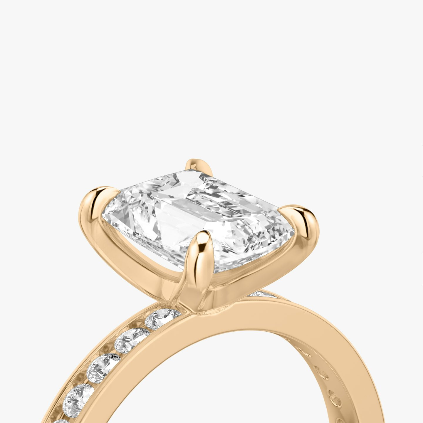 The Devotion | Radiant | 14k | 14k Rose Gold | Band: Pavé | Band stone shape: Round Brilliant | Band: Large | Diamond orientation: vertical | Carat weight: See full inventory