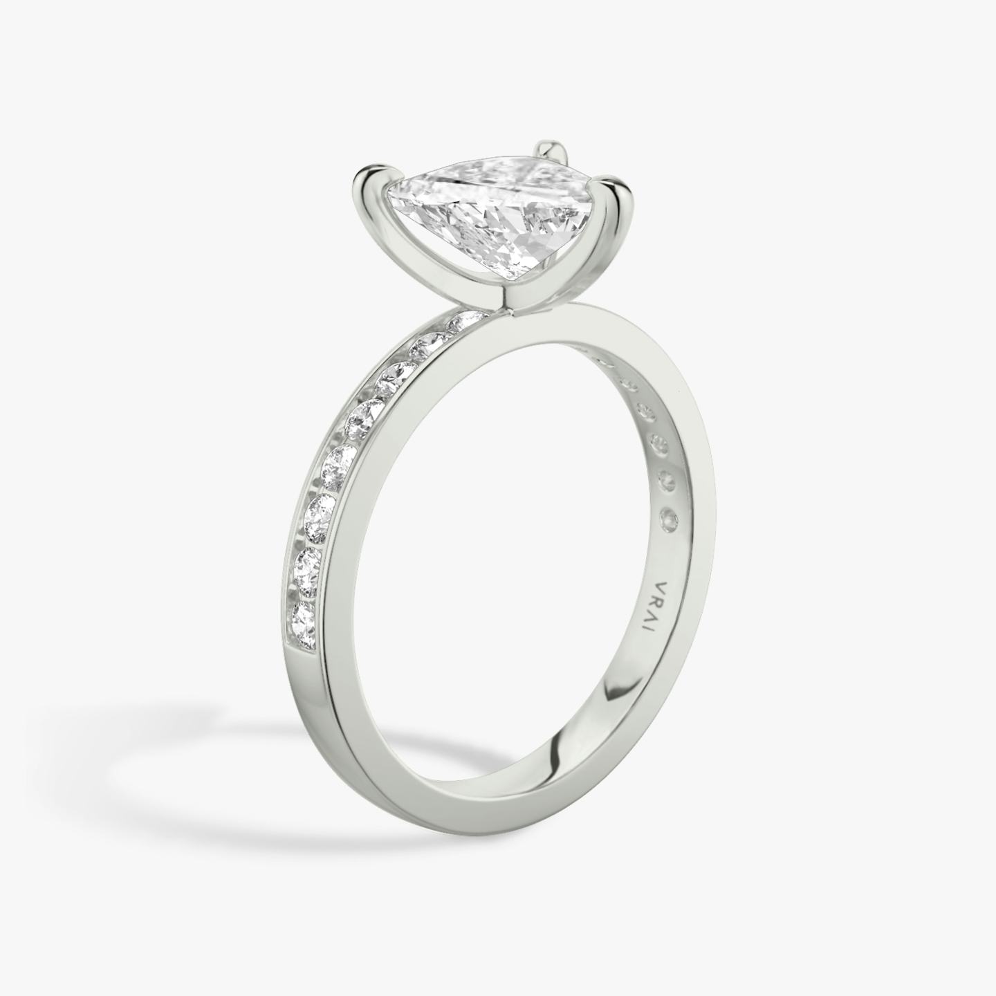 The Devotion | Trillion | Platinum | Band stone shape: Round Brilliant | Band: Large | Diamond orientation: vertical | Carat weight: See full inventory