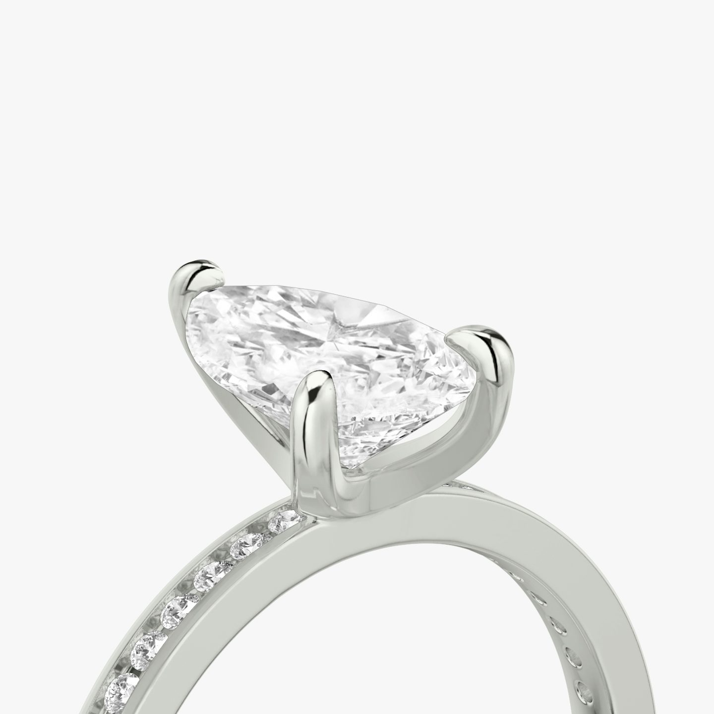 The Devotion | Pear | 18k | 18k White Gold | Band: Pavé | Band stone shape: Round Brilliant | Band: Original | Diamond orientation: vertical | Carat weight: See full inventory