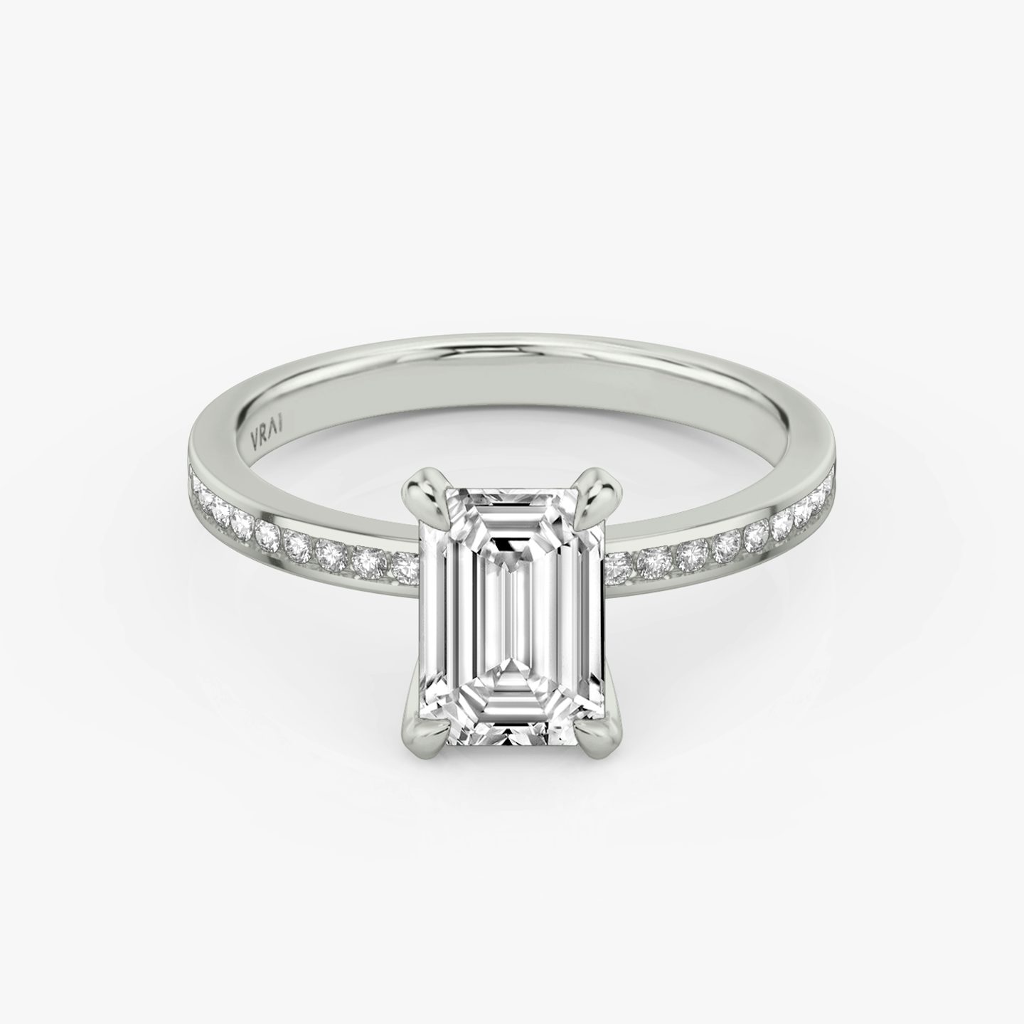 The Devotion | Emerald | 18k | 18k White Gold | Band stone shape: Round Brilliant | Band: Original | Diamond orientation: vertical | Carat weight: See full inventory