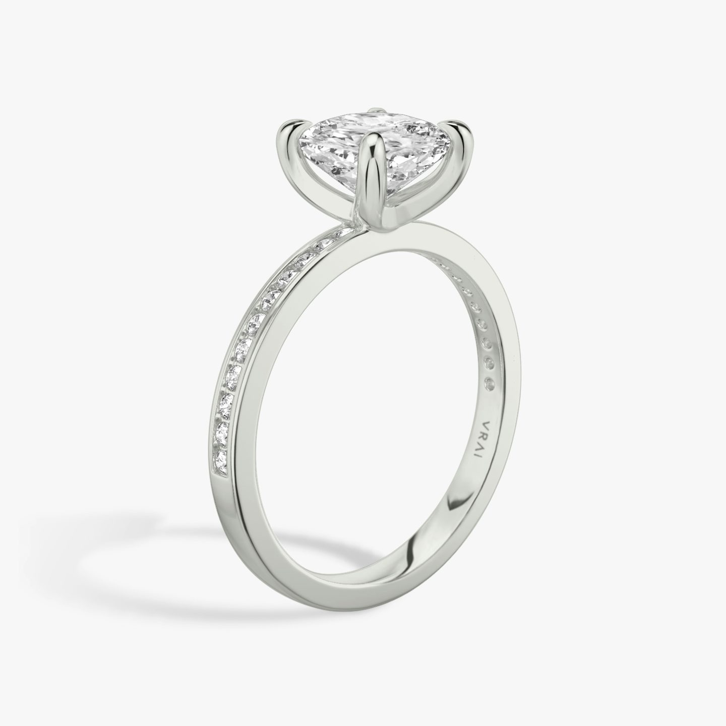 The Devotion | Pavé Cushion | 18k | 18k White Gold | Band: Pavé | Band stone shape: Round Brilliant | Band: Original | Diamond orientation: vertical | Carat weight: See full inventory