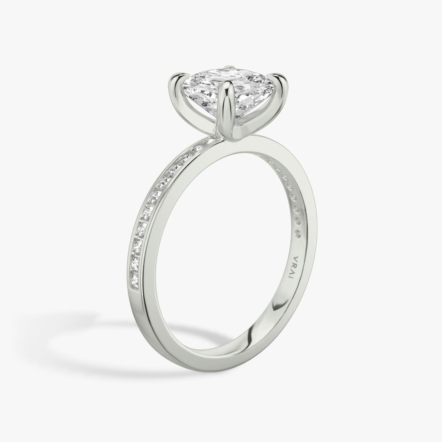 The Devotion | Pavé Cushion | 18k | 18k White Gold | Band stone shape: Round Brilliant | Band: Original | Diamond orientation: vertical | Carat weight: See full inventory