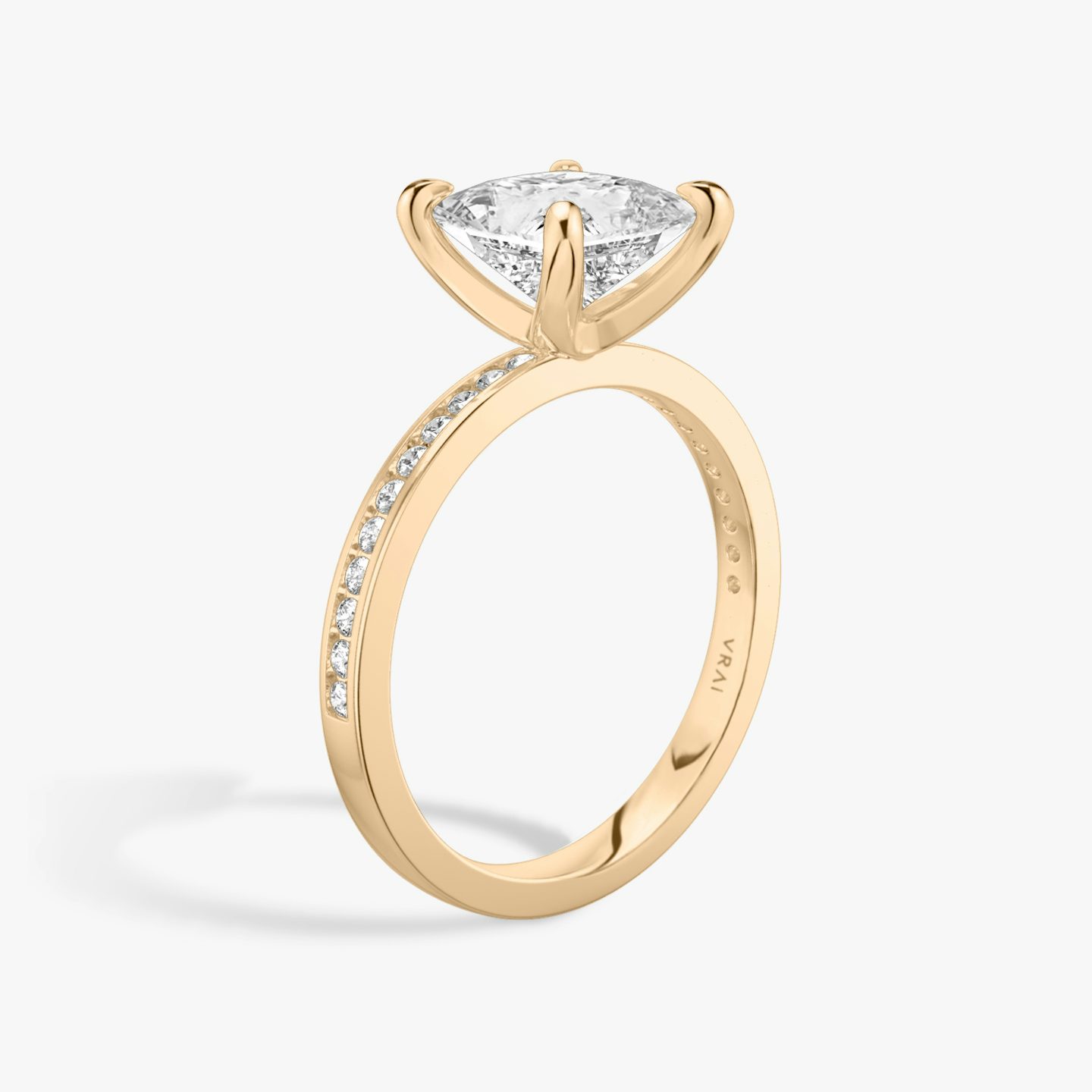 The Devotion | Princess | 14k | 14k Rose Gold | Band: Pavé | Band stone shape: Round Brilliant | Band: Original | Diamond orientation: vertical | Carat weight: See full inventory