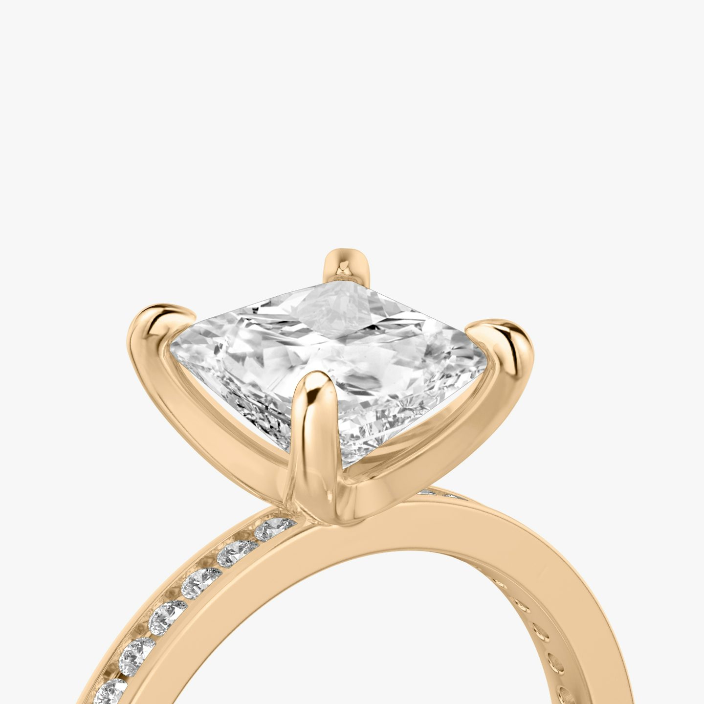 The Devotion | Princess | 14k | 14k Rose Gold | Band stone shape: Round Brilliant | Band: Original | Diamond orientation: vertical | Carat weight: See full inventory
