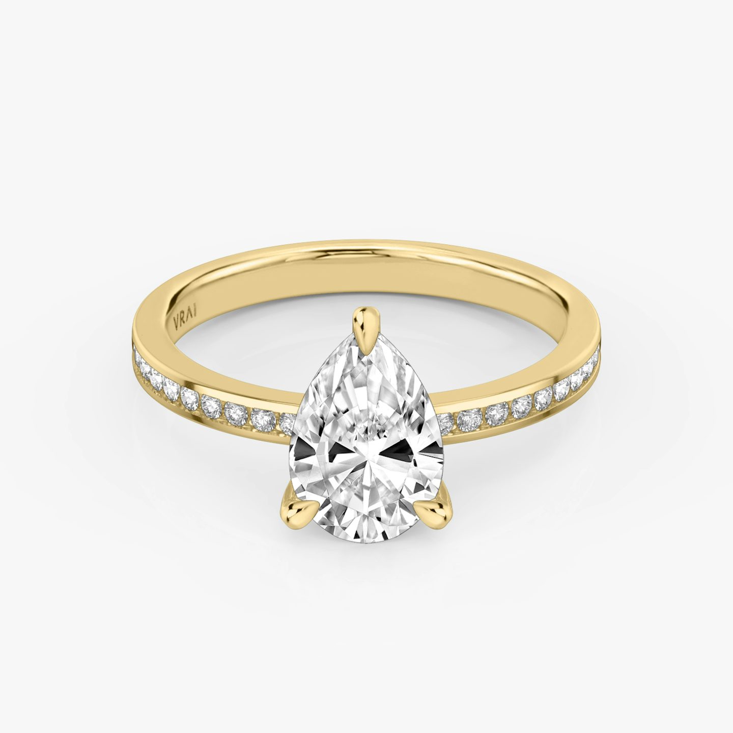 The Devotion | Pear | 18k | 18k Yellow Gold | Band: Pavé | Band stone shape: Round Brilliant | Band: Original | Diamond orientation: vertical | Carat weight: See full inventory