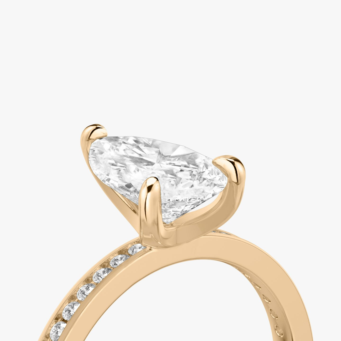 The Devotion | Pear | 14k | 14k Rose Gold | Band: Pavé | Band stone shape: Round Brilliant | Band: Original | Diamond orientation: vertical | Carat weight: See full inventory