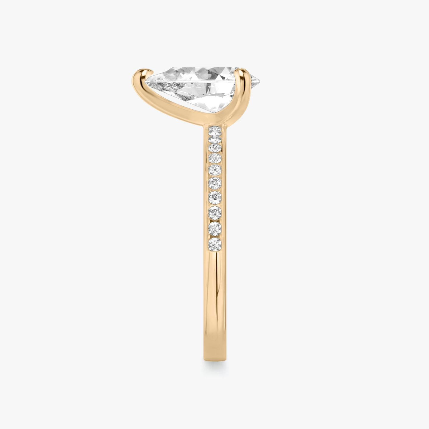 The Devotion | Pear | 14k | 14k Rose Gold | Band: Pavé | Band stone shape: Round Brilliant | Band: Original | Diamond orientation: vertical | Carat weight: See full inventory