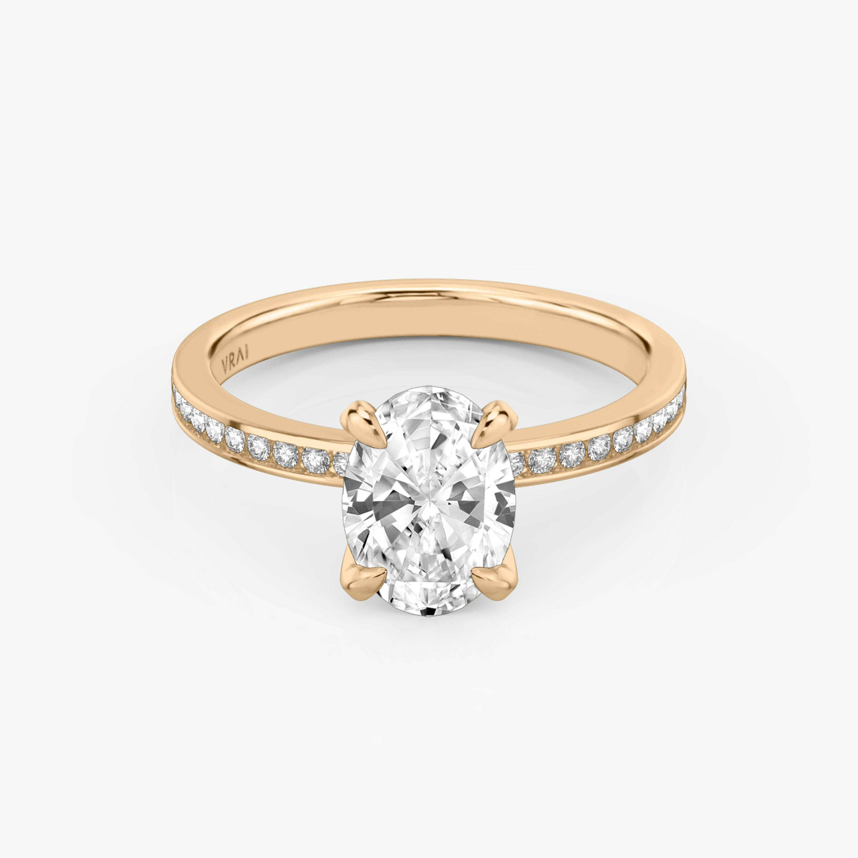 The Devotion | Oval | 14k | 14k Rose Gold | Band stone shape: Round Brilliant | Band: Original | Diamond orientation: vertical | Carat weight: See full inventory