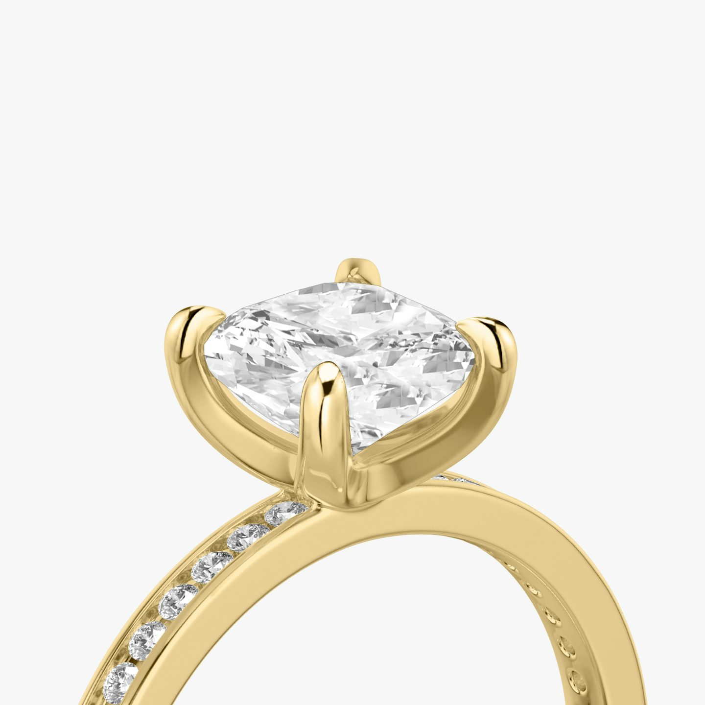 The Devotion | Pavé Cushion | 18k | 18k Yellow Gold | Band: Pavé | Band stone shape: Round Brilliant | Band: Original | Diamond orientation: vertical | Carat weight: See full inventory