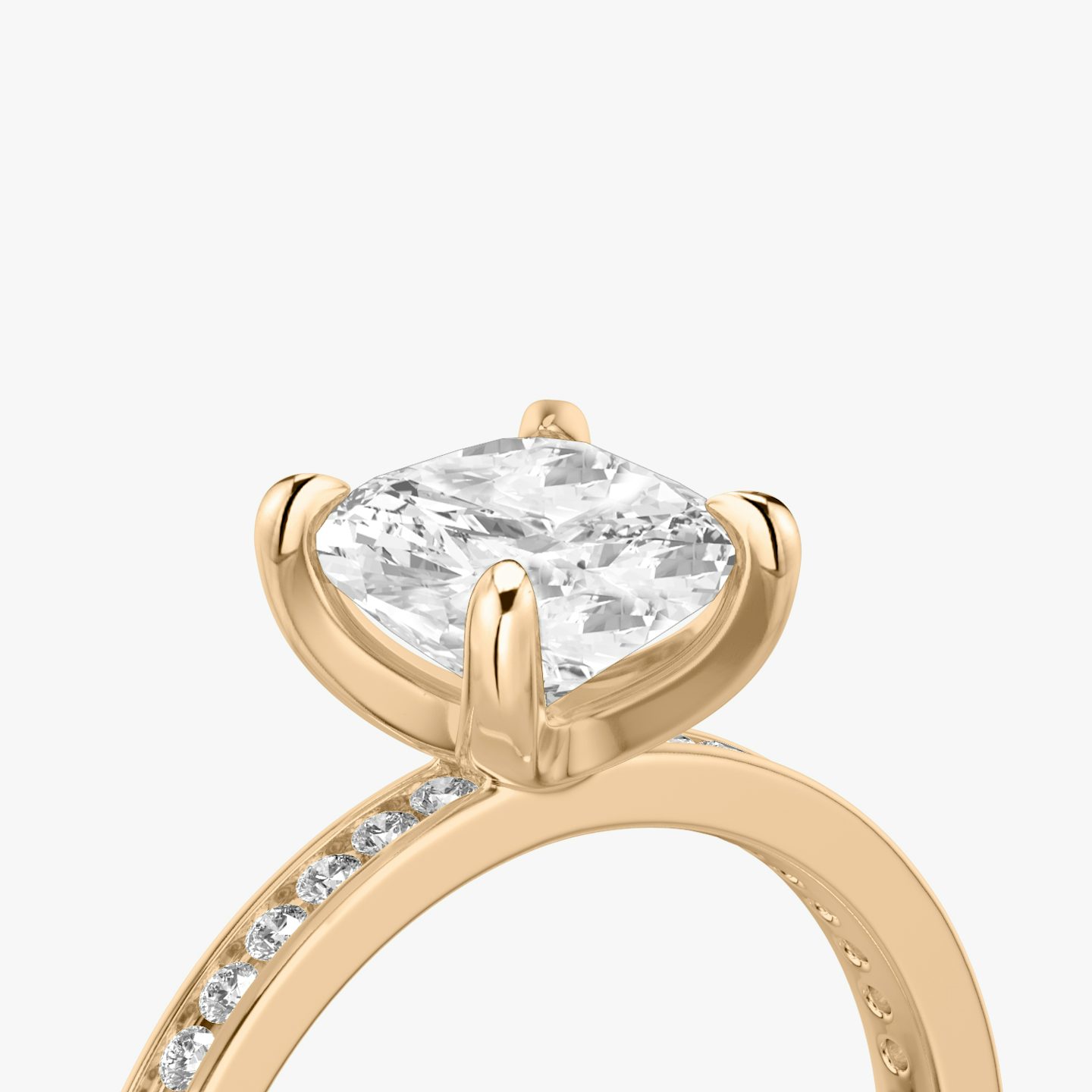 The Devotion | Pavé Cushion | 14k | 14k Rose Gold | Band: Pavé | Band stone shape: Round Brilliant | Band: Original | Diamond orientation: vertical | Carat weight: See full inventory