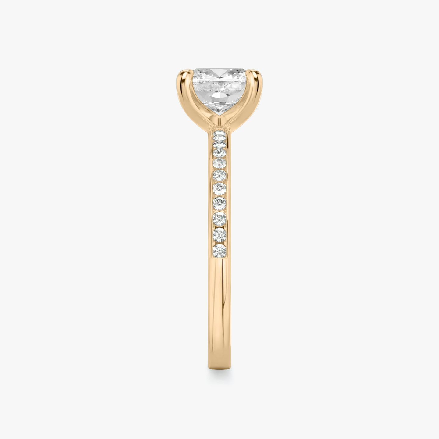 The Devotion | Pavé Cushion | 14k | 14k Rose Gold | Band: Pavé | Band stone shape: Round Brilliant | Band: Original | Diamond orientation: vertical | Carat weight: See full inventory