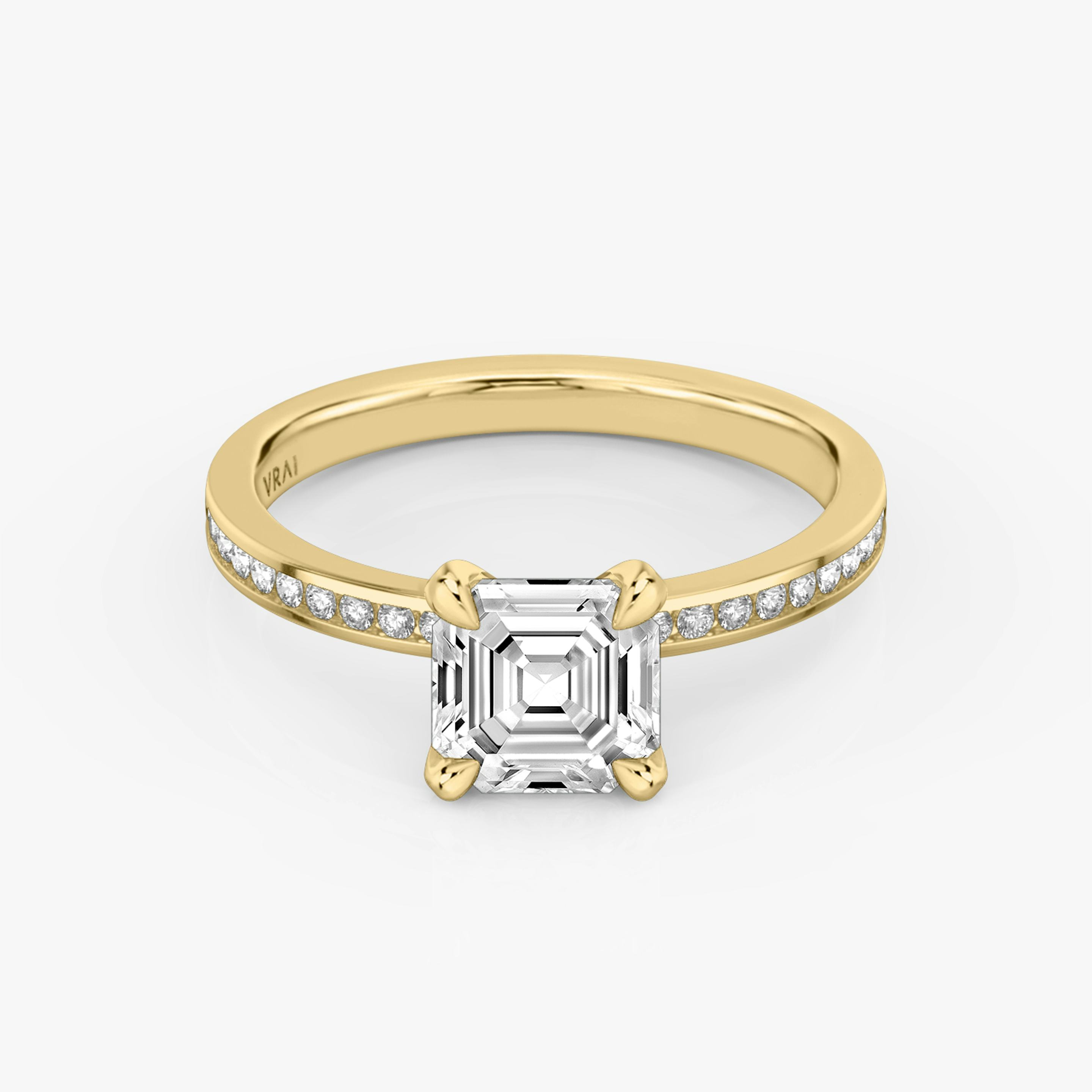 The Devotion | Asscher | 18k | 18k Yellow Gold | Band stone shape: Round Brilliant | Band: Original | Diamond orientation: vertical | Carat weight: See full inventory