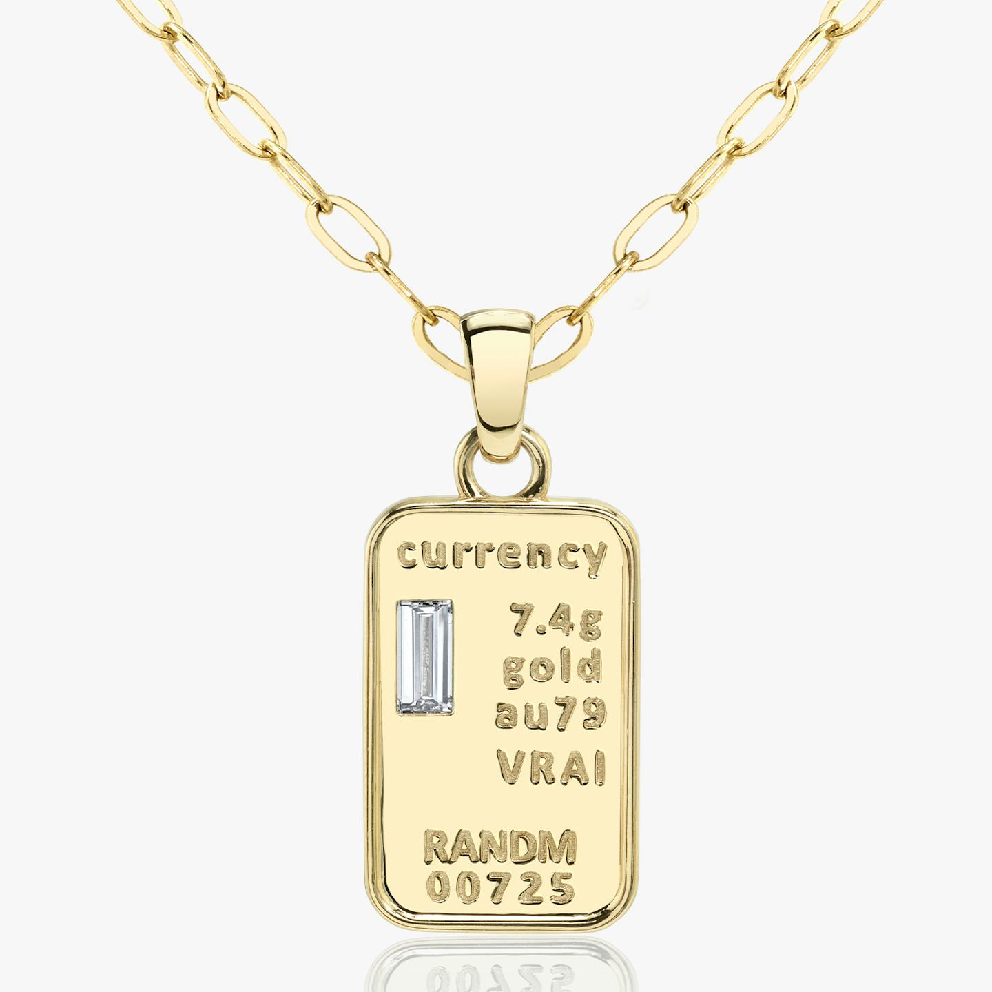 Currency Necklace | Baguette | 14k | 18k Yellow Gold | Chain length: 20