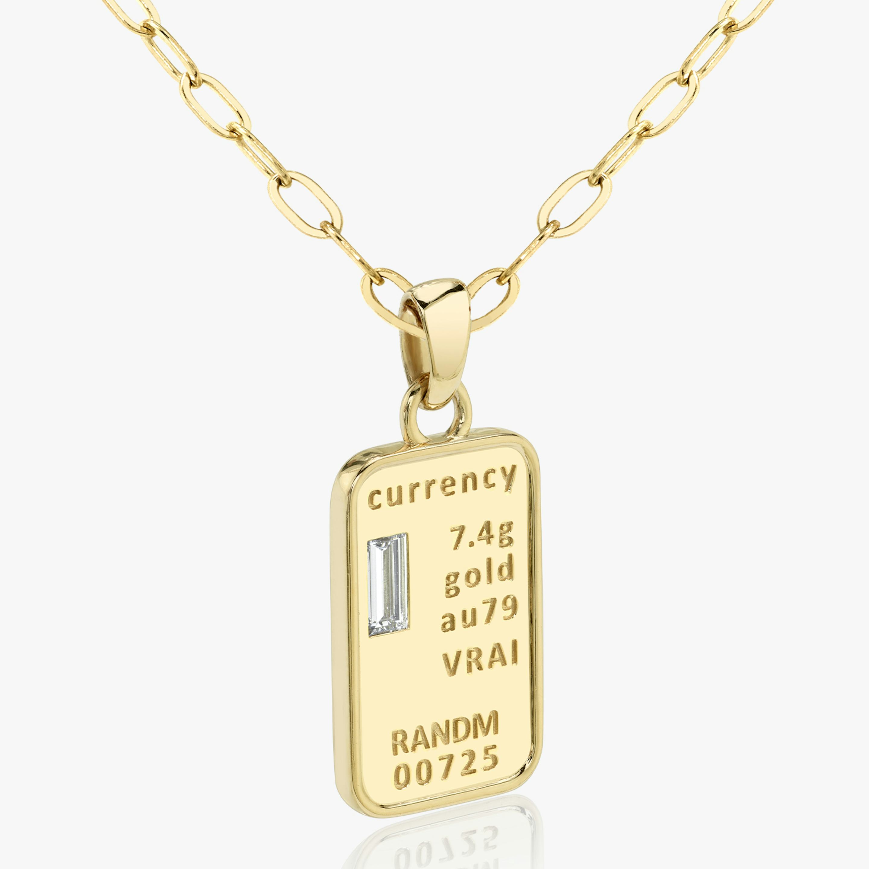 Collar Currency | Baguette | 14k | Oro amarillo de 18 quilates | Longitud de la cadena: 20