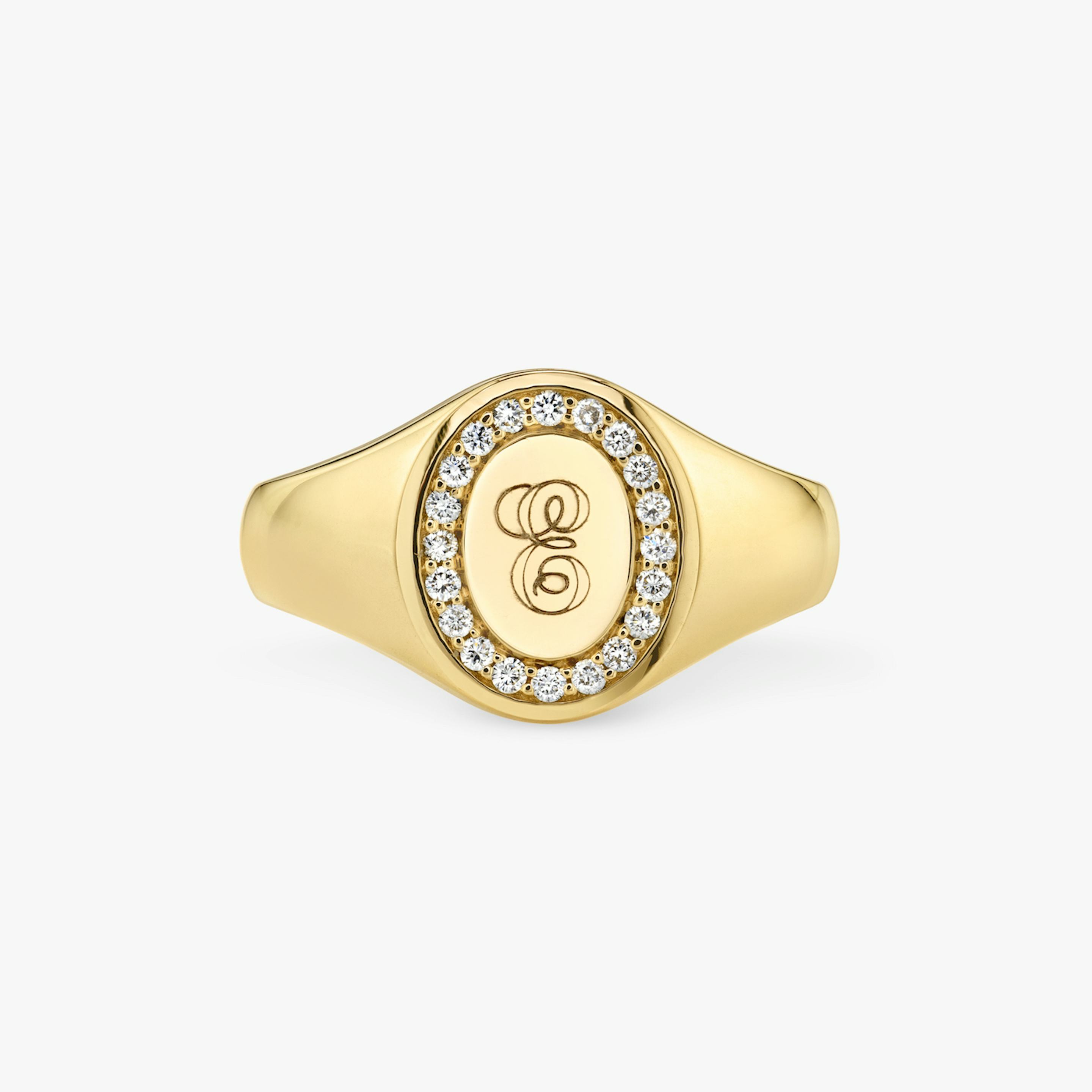 VRAI Pavé Signet Ring | Round Brilliant | 14k | 18k Yellow Gold