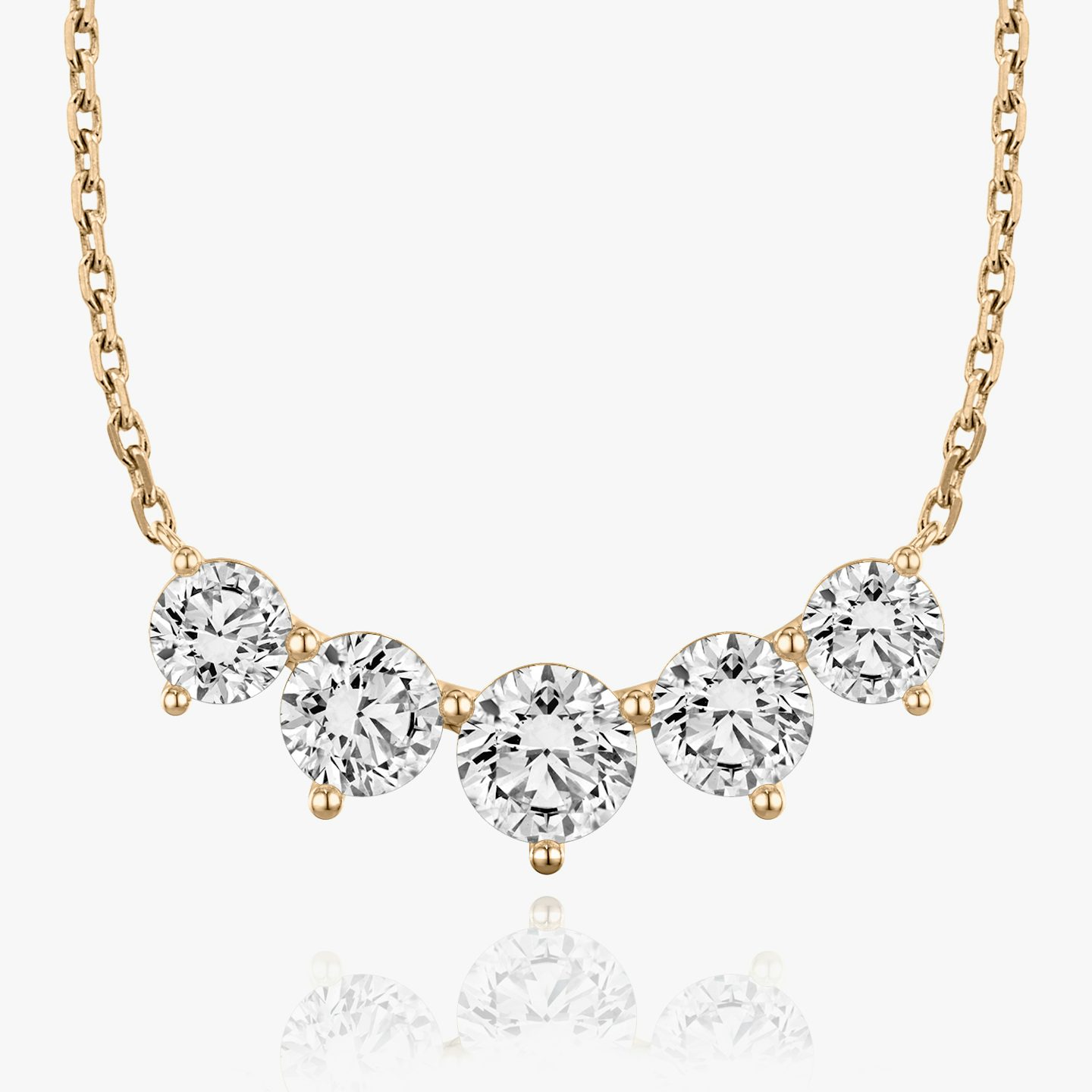 Arc Necklace | Round Brilliant | 14k | 14k Rose Gold | Chain length: 16-18 | Diamond size: Large | Diamond count: 5