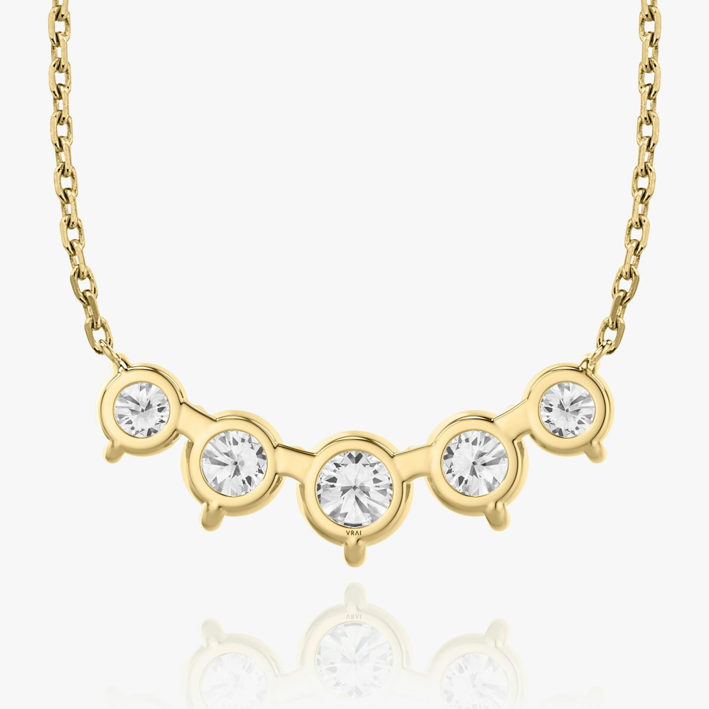 Arc Necklace | Round Brilliant | 14k | 18k Yellow Gold | Chain length: 16-18 | Diamond size: Large | Diamond count: 5