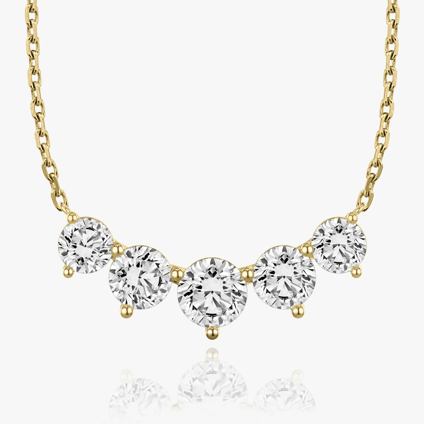 Collar Arc | Brillante | 14k | Oro amarillo de 18 quilates | Longitud de la cadena: 16-18 | Tamaño de los diamantes: Large | Número de diamantes: 5