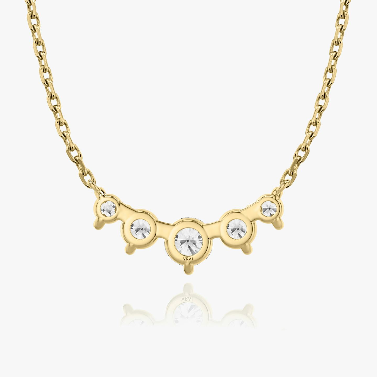 Arc Necklace | Round Brilliant | 14k | 18k Yellow Gold | Chain length: 16-18 | Diamond size: Original | Diamond count: 5