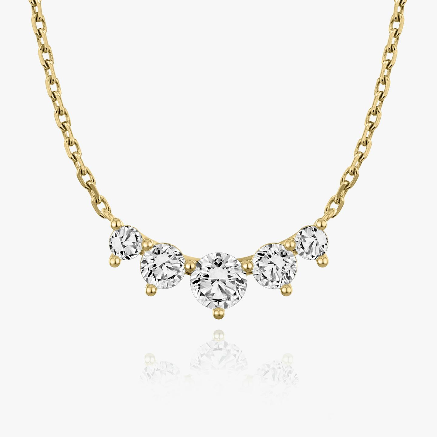 Arc Halskette | Rund | 14k | 18k Gelbgold | Kettenlänge: 16-18 | Diamantgröße: Original | Diamantenanzahl: 5