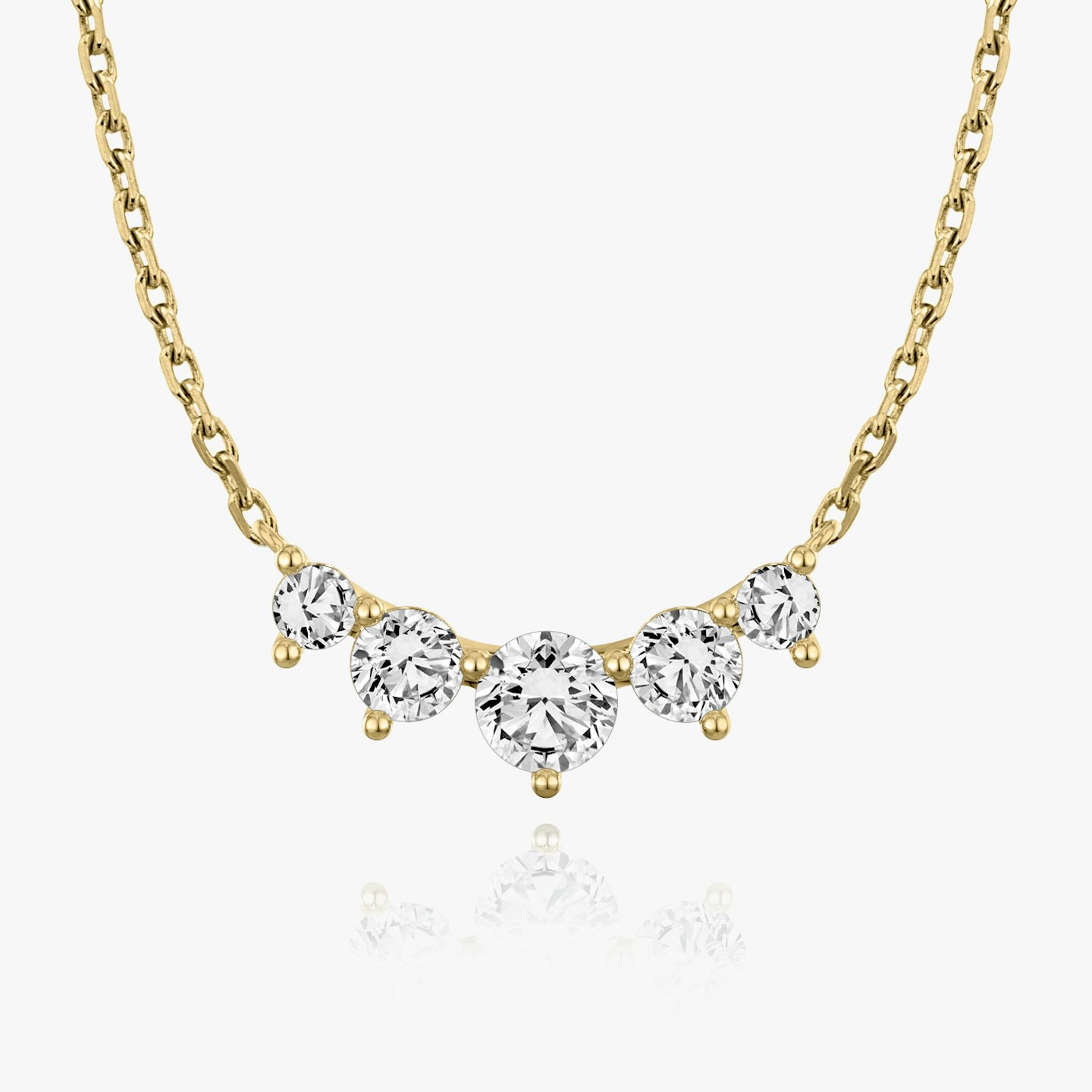 Collar Arc | Brillante | 14k | Oro amarillo de 18 quilates | Longitud de la cadena: 16-18 | Tamaño de los diamantes: Original | Número de diamantes: 5
