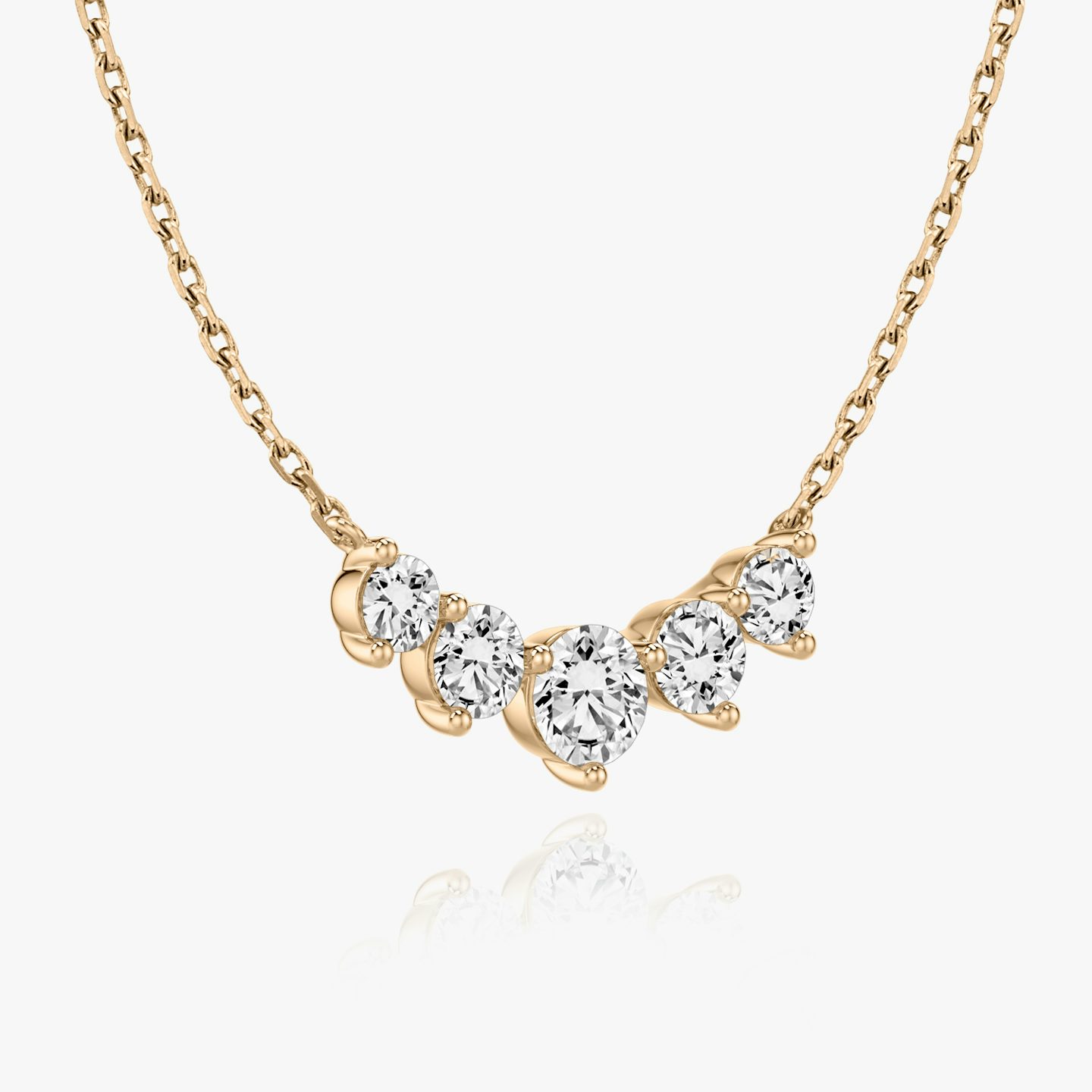Collier Arc | Rond Brillant | 14k | Or rose 14 carats | Longueur de la chaîne: 16-18 | Taille des diamants: Original | Nombre de diamants: 5