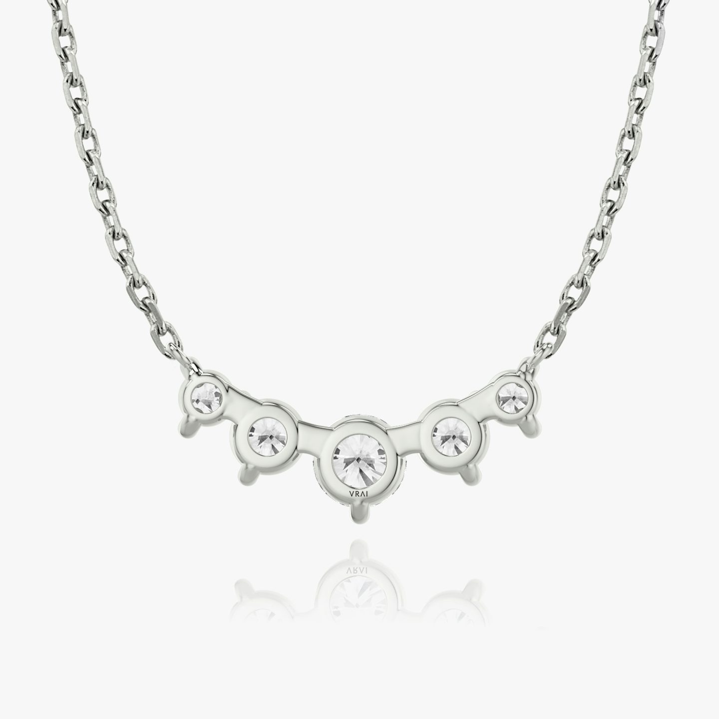 Arc Necklace | Round Brilliant | 14k | 18k White Gold | Chain length: 16-18 | Diamond size: Original | Diamond count: 5