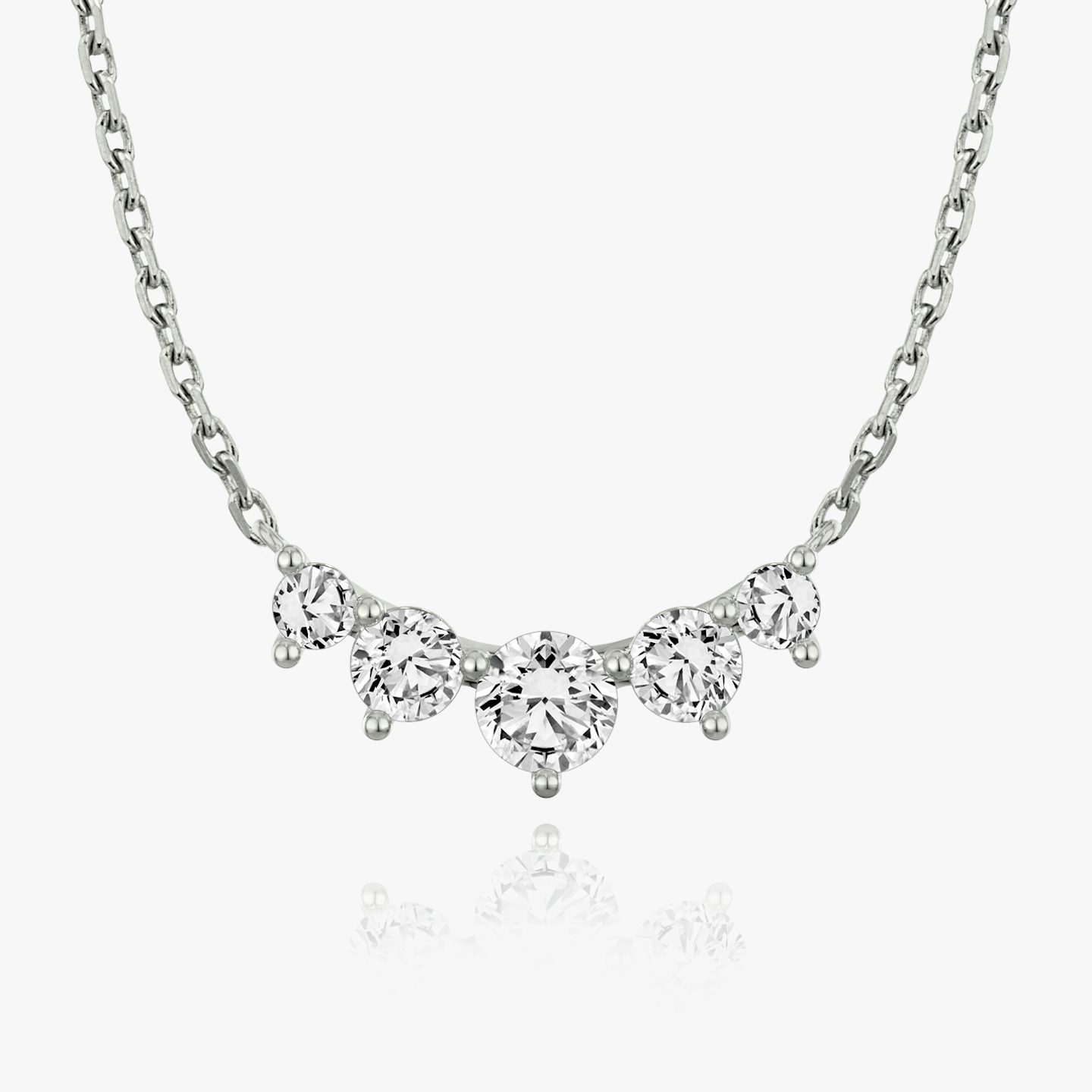 Collar Arc | Brillante | 14k | Oro blanco de 18 quilates | Longitud de la cadena: 16-18 | Tamaño de los diamantes: Original | Número de diamantes: 5
