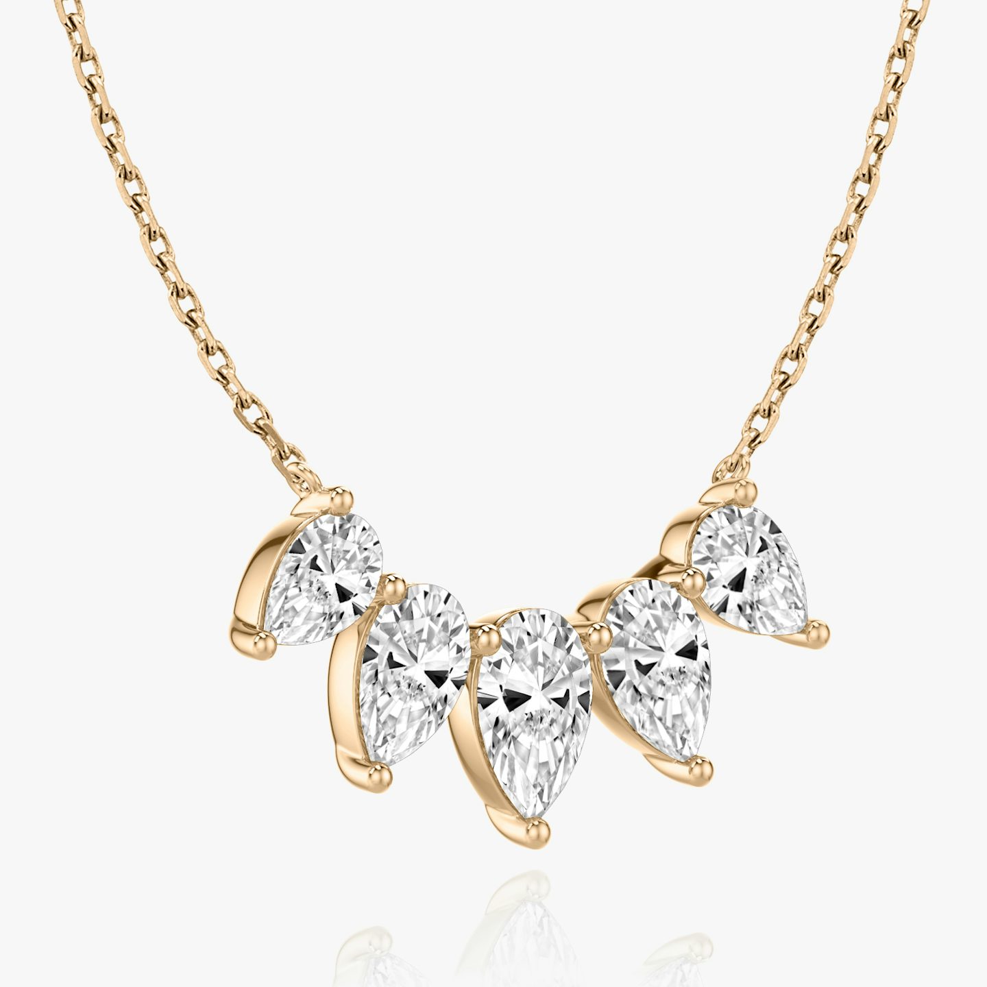 Arc Necklace | Pear | 14k | 14k Rose Gold | Chain length: 16-18 | Diamond size: Large | Diamond count: 5