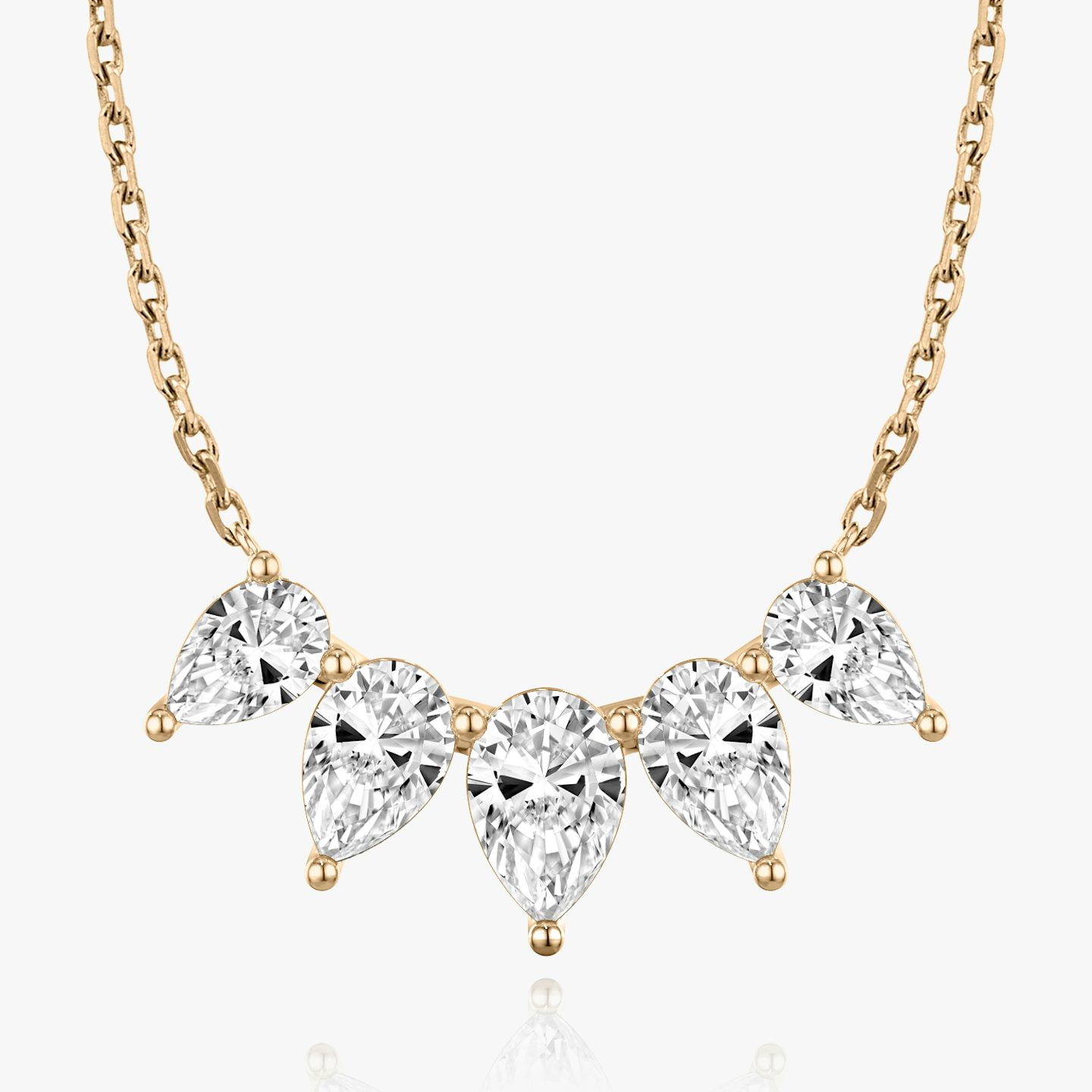 Arc Necklace | Pear | 14k | 14k Rose Gold | Chain length: 16-18 | Diamond size: Large | Diamond count: 5