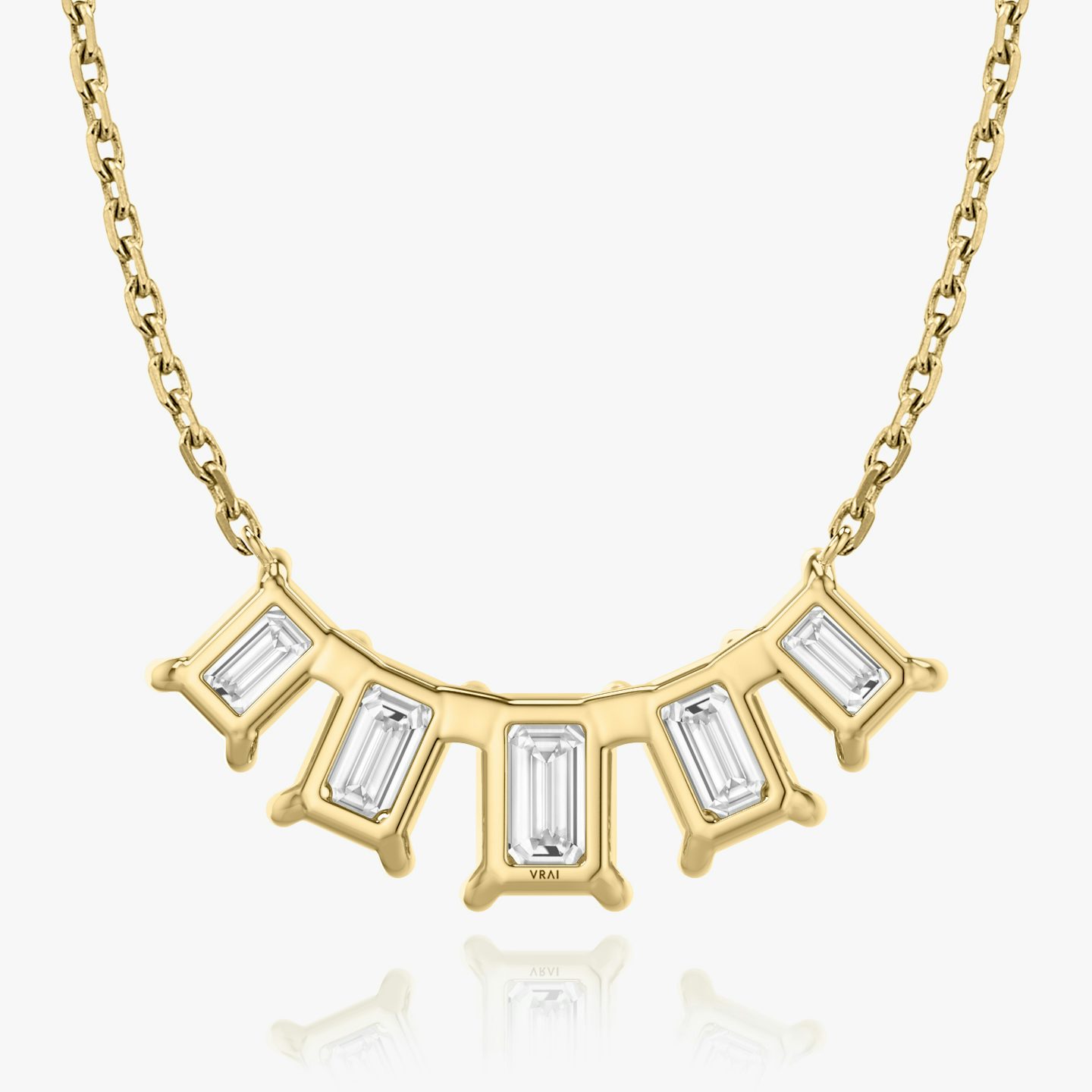 Collar Arc | Esmeralda | 14k | Oro amarillo de 18 quilates | Longitud de la cadena: 16-18 | Tamaño de los diamantes: Large | Número de diamantes: 5