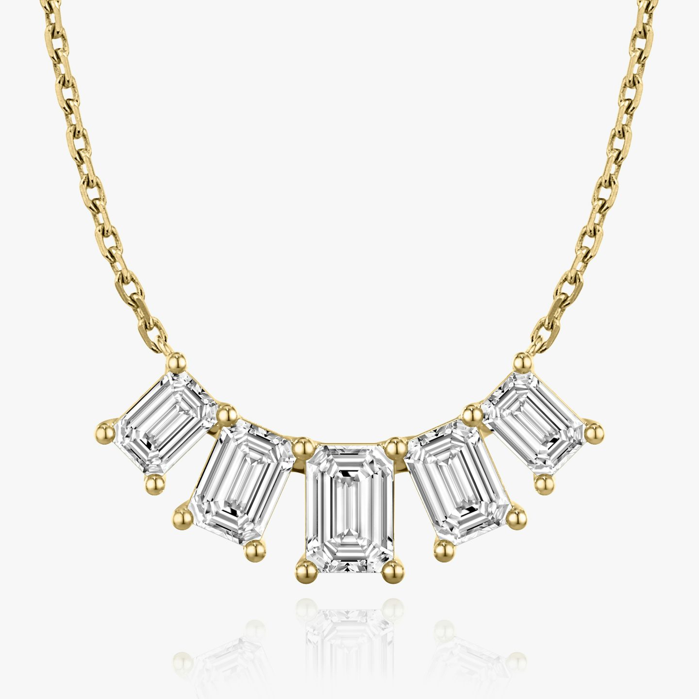 Arc Halskette | Emerald | 14k | 18k Gelbgold | Kettenlänge: 16-18 | Diamantgröße: Large | Diamantenanzahl: 5