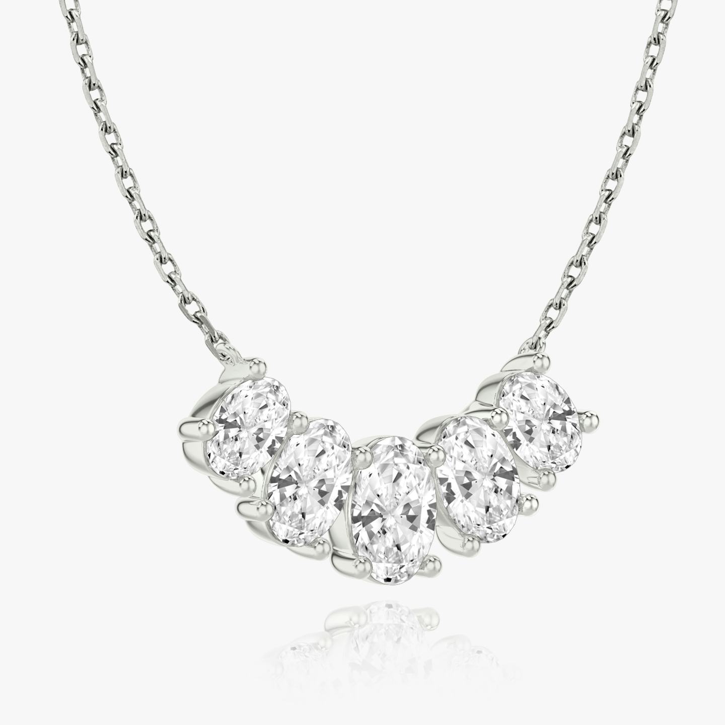 Arc Necklace | Oval | 14k | 18k White Gold | Chain length: 16-18 | Diamond size: Large | Diamond count: 5