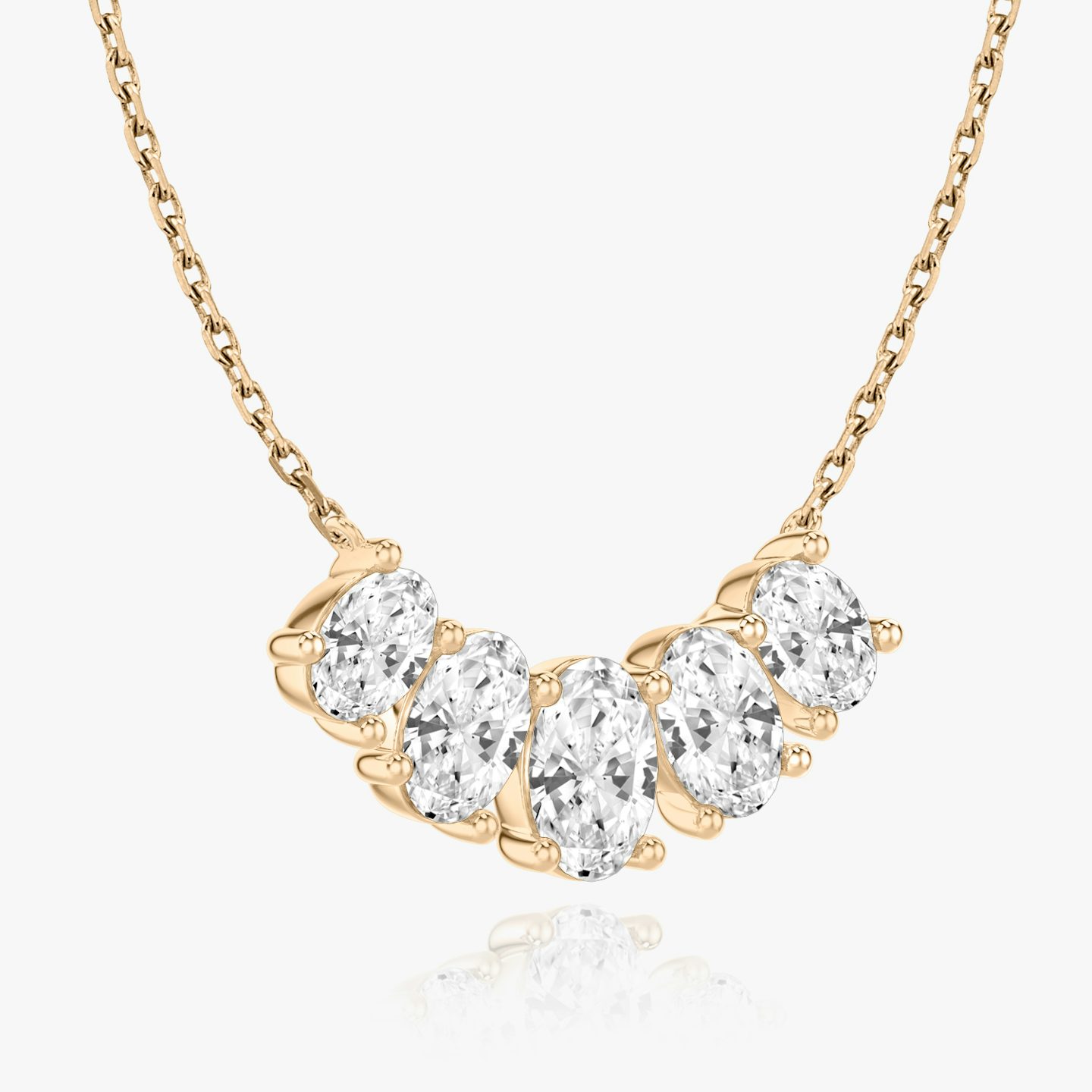 Collar Arc | Oval | 14k | Oro rosa de 14 quilates | Longitud de la cadena: 16-18 | Tamaño de los diamantes: Large | Número de diamantes: 5