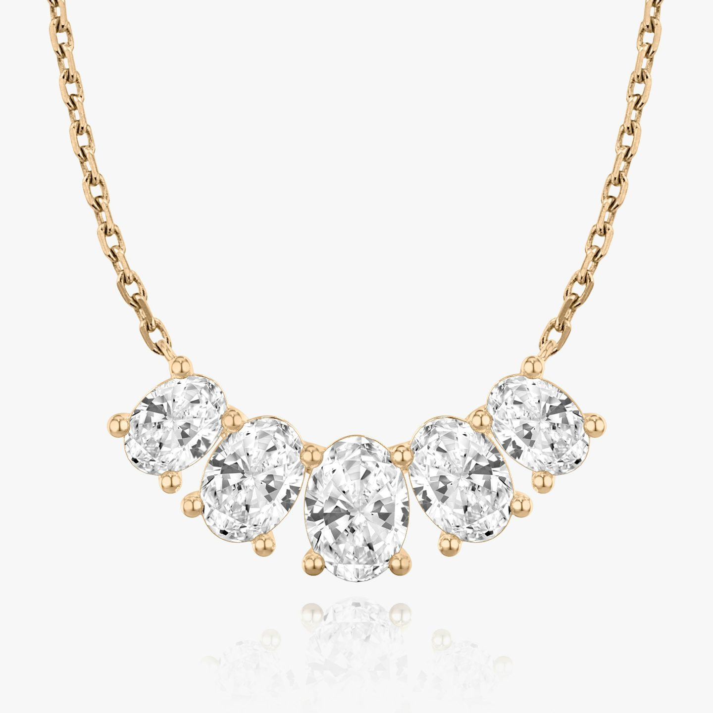 Arc Necklace | Oval | 14k | 14k Rose Gold | Chain length: 16-18 | Diamond size: Large | Diamond count: 5