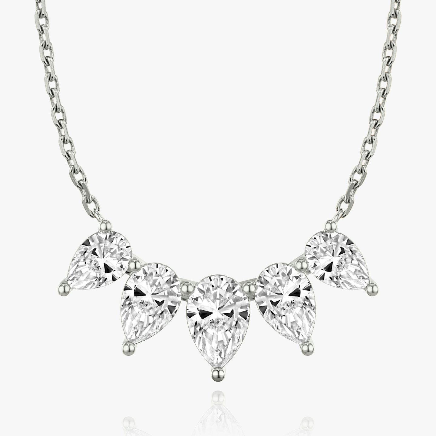 Arc Necklace | Pear | 14k | 18k White Gold | Chain length: 16-18 | Diamond size: Large | Diamond count: 5