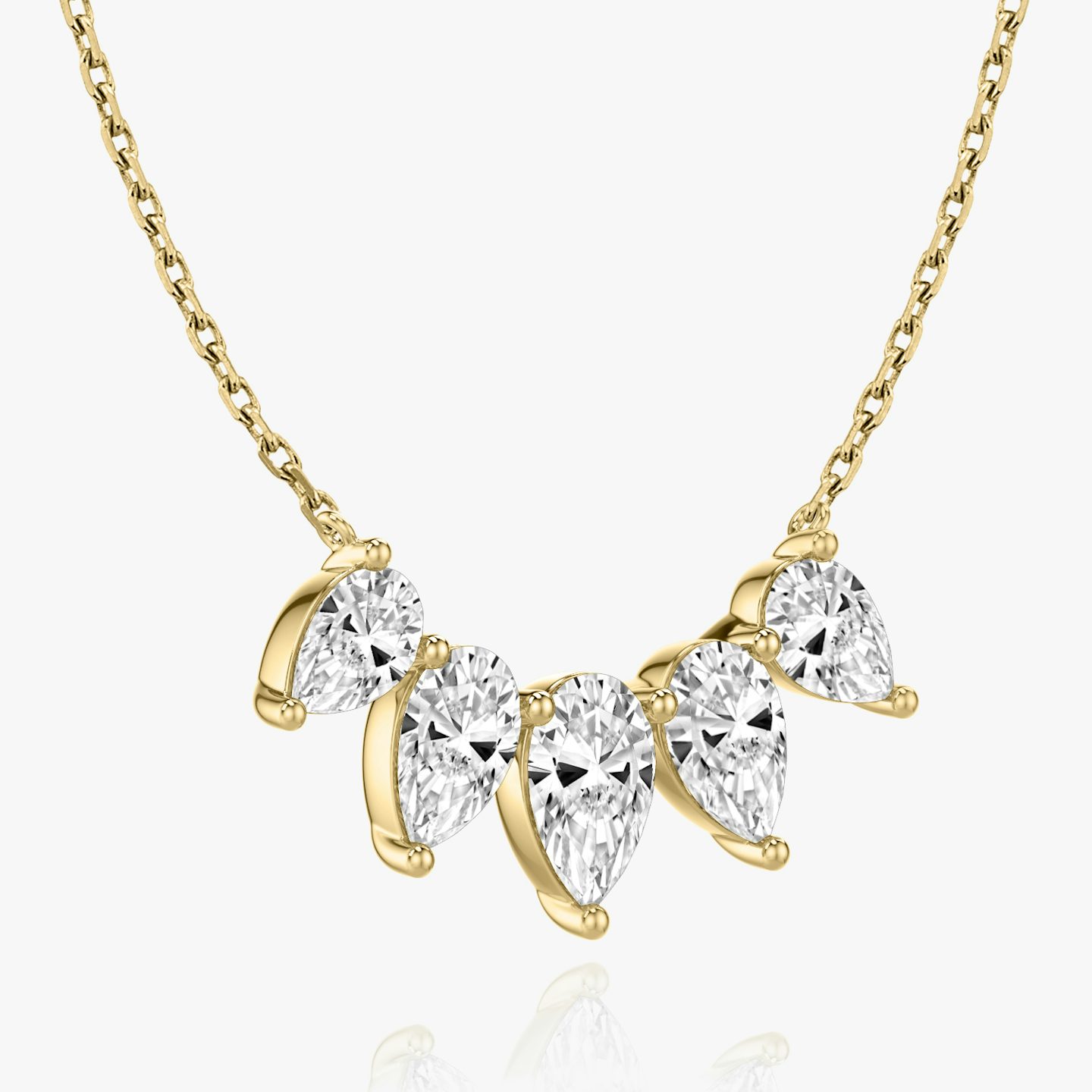 Arc Necklace | Pear | 14k | 18k Yellow Gold | Chain length: 16-18 | Diamond size: Large | Diamond count: 5